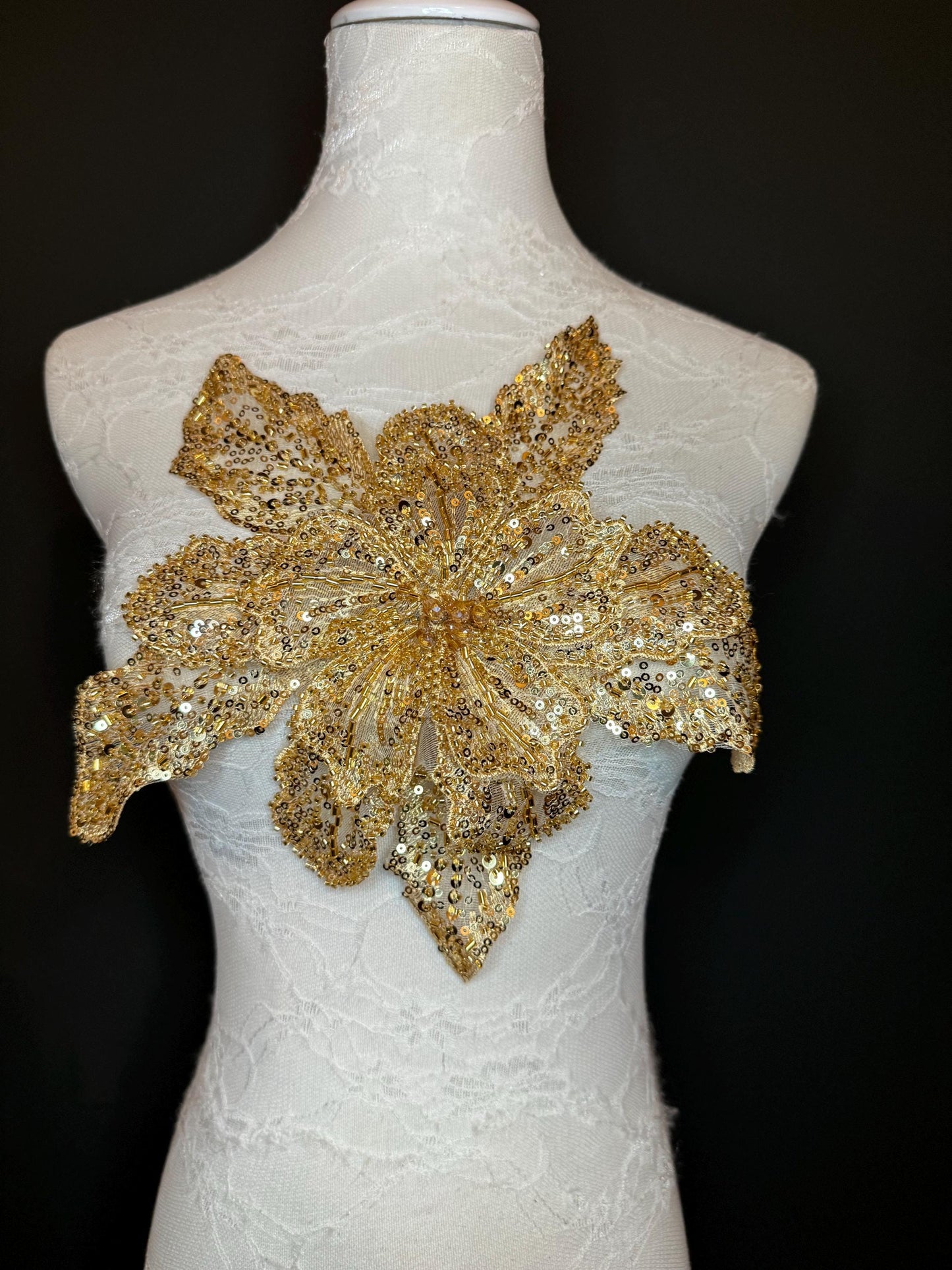 Oversized Corsage Flower, Beaded, Sequined, 19 Colours, 12” Wide, Beaded Pin on Corsage, Bridal, Clothing, Dress, FAN Design, FAN Design