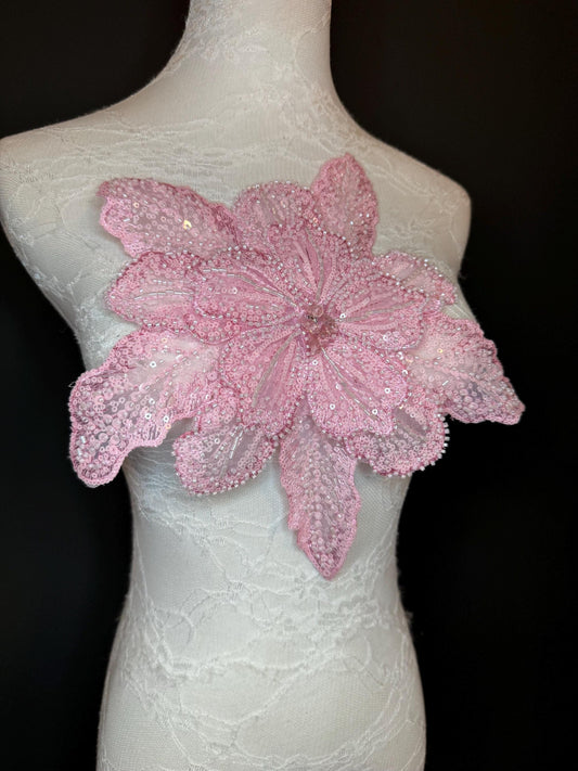 Oversized Corsage Flower, Beaded, Sequined, 19 Colours, 12” Wide, Beaded Pin on Corsage, Bridal, Clothing, Dress, FAN Design, FAN Design