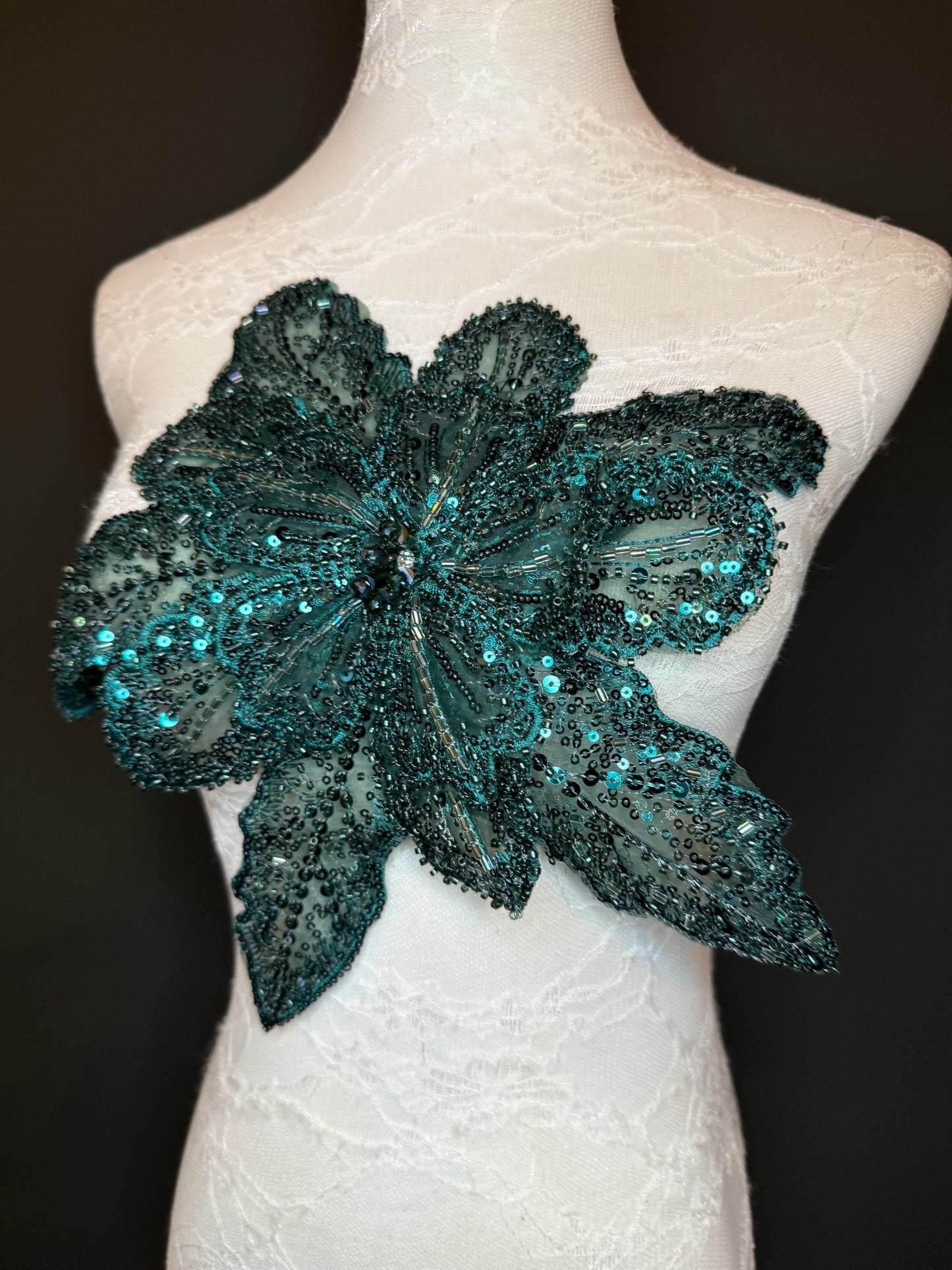 Oversized Corsage Flower, Beaded, Sequined, 19 Colours, 12” Wide, Beaded Pin on Corsage, Bridal, Clothing, Dress, FAN Design, FAN Design