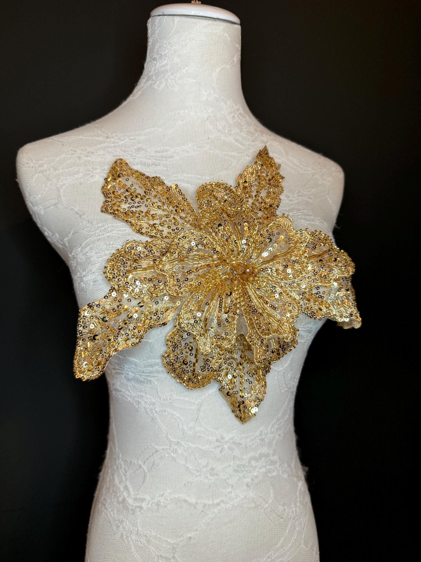 Oversized Corsage Flower, Beaded, Sequined, 19 Colours, 12” Wide, Beaded Pin on Corsage, Bridal, Clothing, Dress, FAN Design, FAN Design