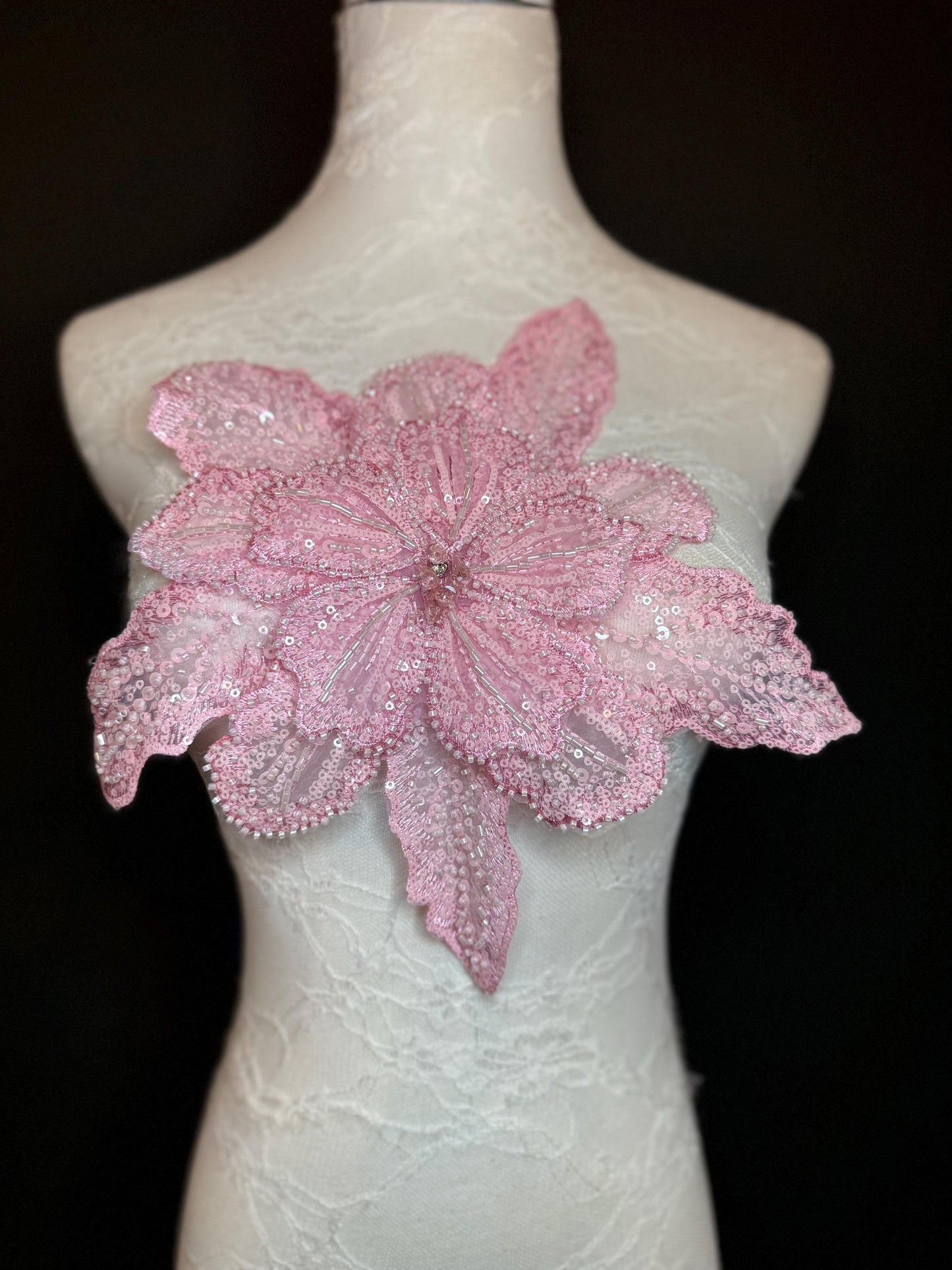 Oversized Corsage Flower, Beaded, Sequined, 19 Colours, 12” Wide, Beaded Pin on Corsage, Bridal, Clothing, Dress, FAN Design, FAN Design