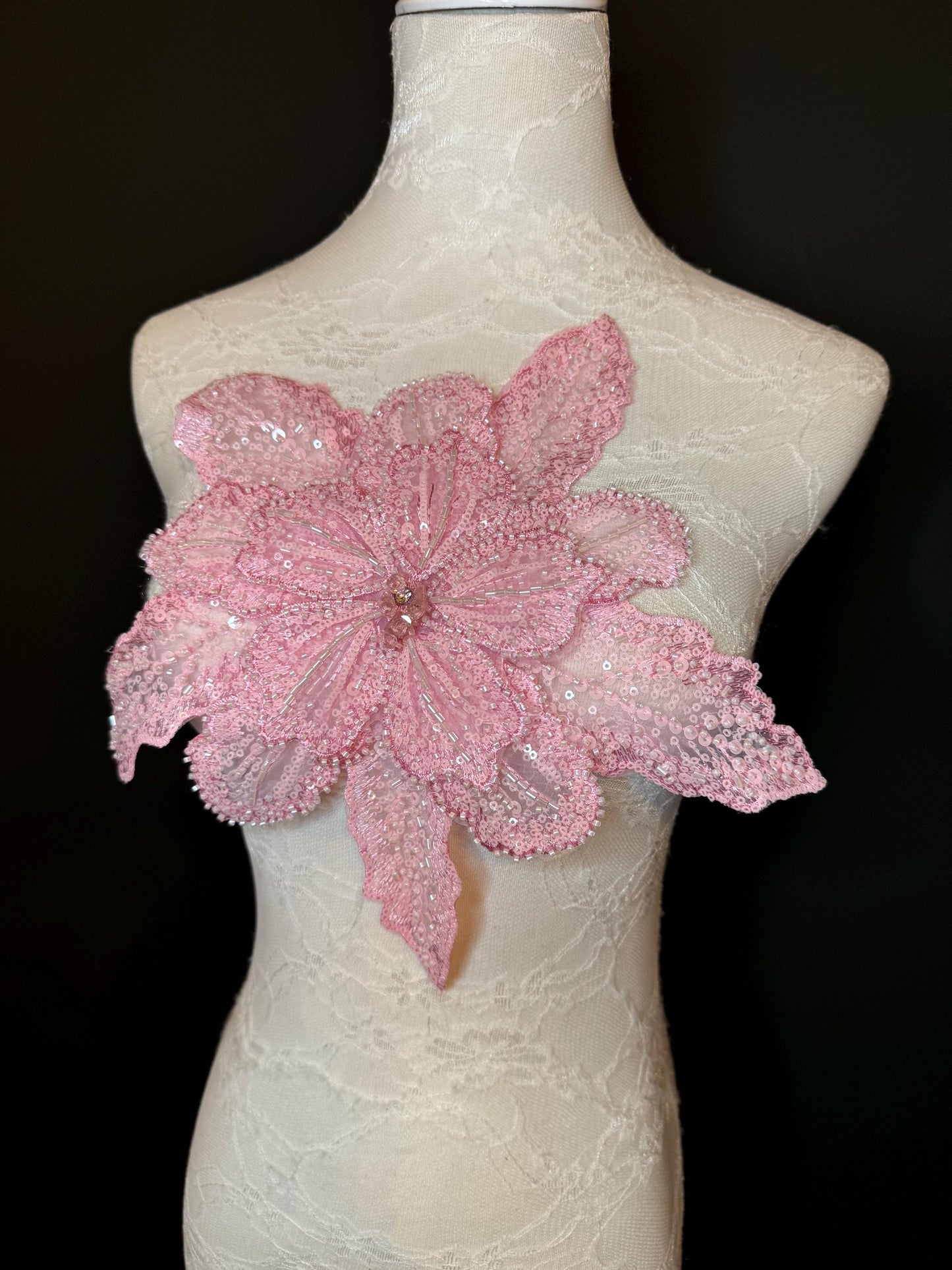 Oversized Corsage Flower, Beaded, Sequined, 19 Colours, 12” Wide, Beaded Pin on Corsage, Bridal, Clothing, Dress, FAN Design, FAN Design