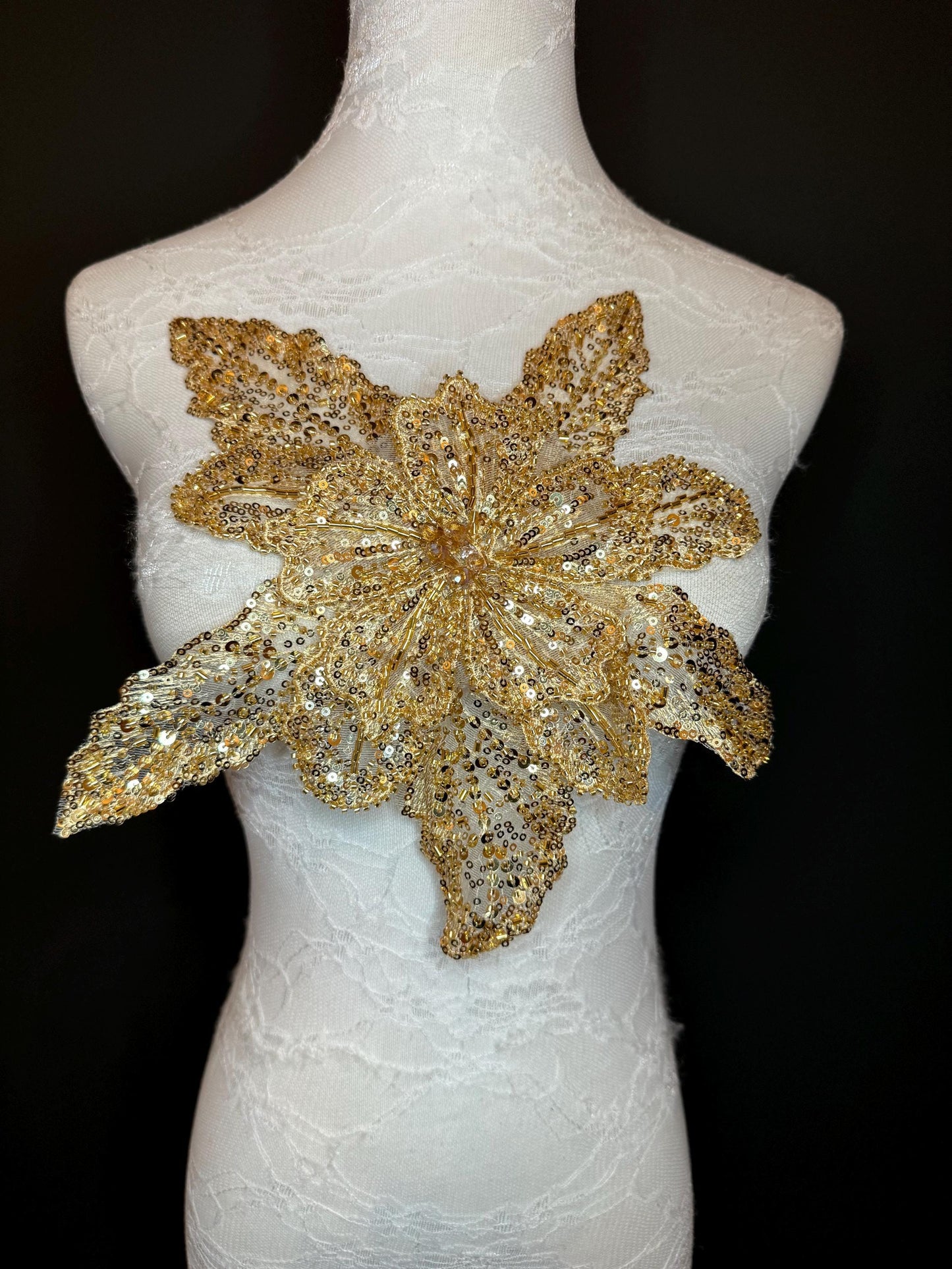 Oversized Corsage Flower, Beaded, Sequined, 19 Colours, 12” Wide, Beaded Pin on Corsage, Bridal, Clothing, Dress, FAN Design, FAN Design