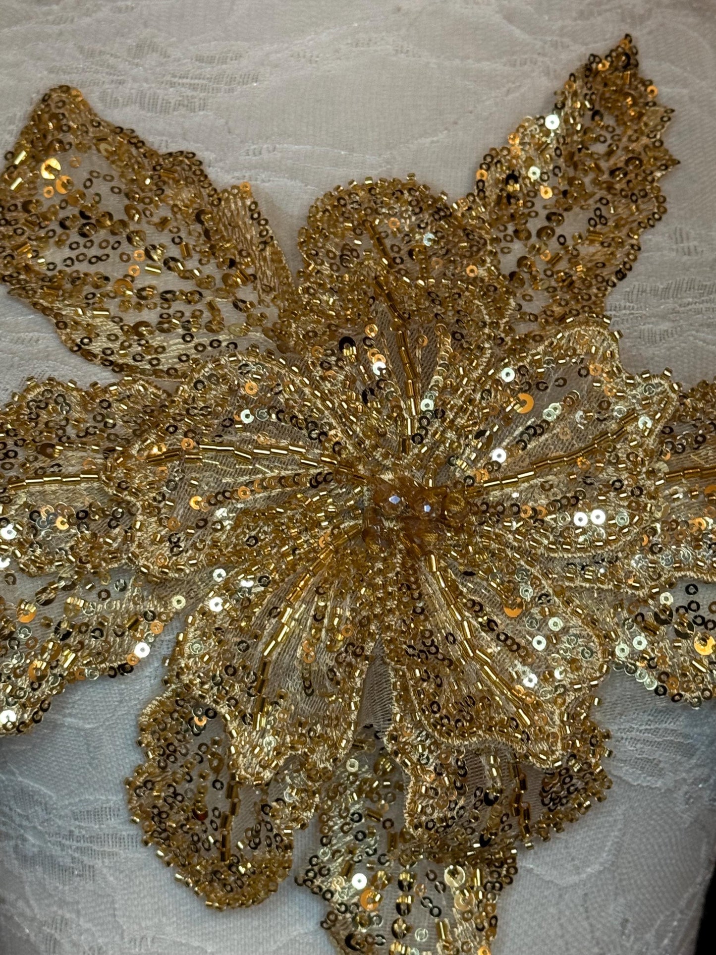 Oversized Corsage Flower, Beaded, Sequined, 19 Colours, 12” Wide, Beaded Pin on Corsage, Bridal, Clothing, Dress, FAN Design, FAN Design