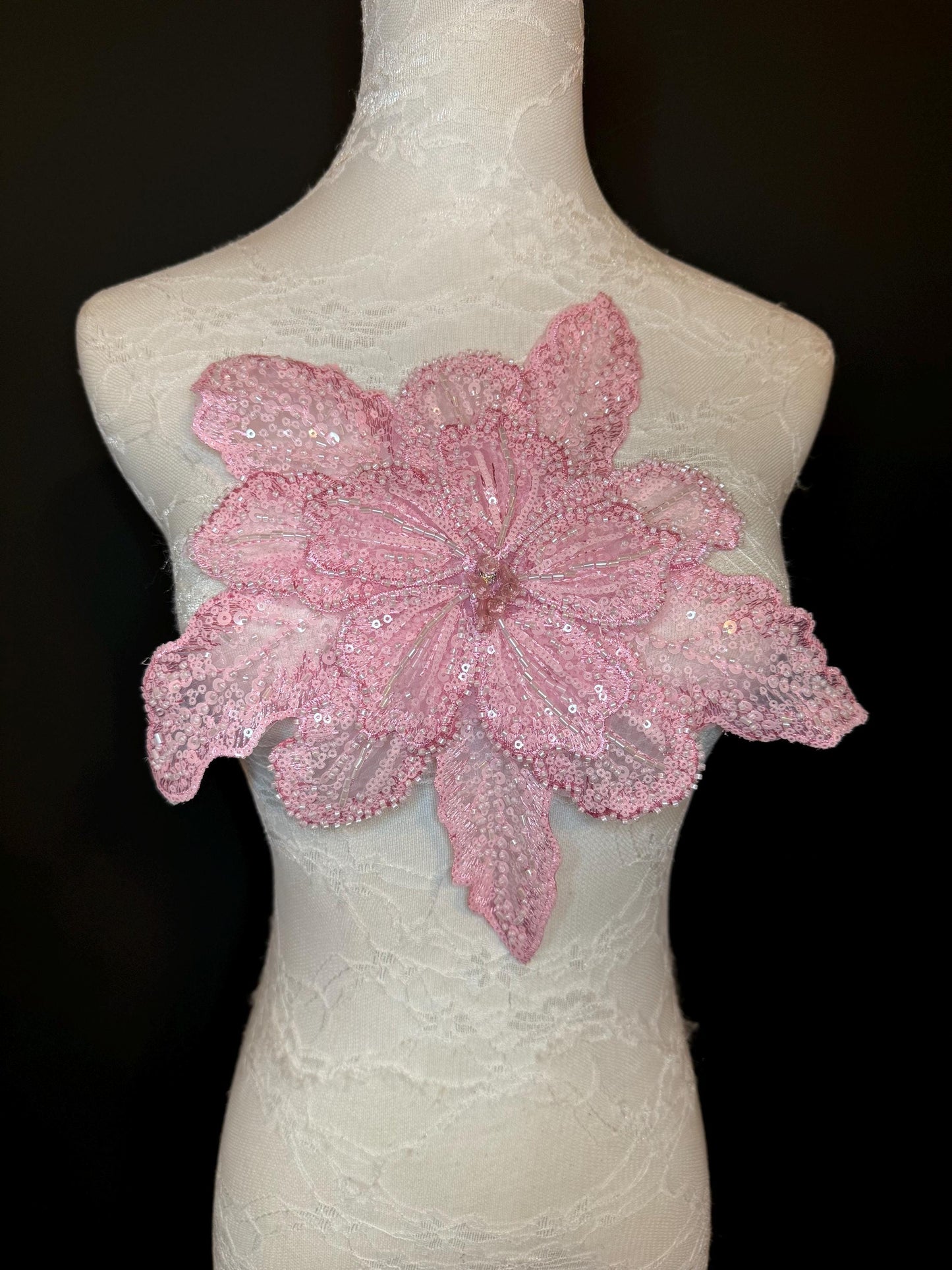 Oversized Corsage Flower, Beaded, Sequined, 19 Colours, 12” Wide, Beaded Pin on Corsage, Bridal, Clothing, Dress, FAN Design, FAN Design