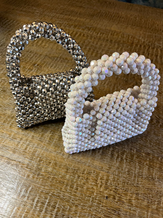 Handmade Faceted Crystal Beaded Handbag, Prom Accessory