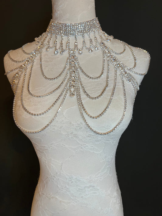 Rhinestone Body Chain, Gold, Silver, Diamanté Costume, Club Wear, Festival, Exclusive Design, Body Jewellery, FAN Design