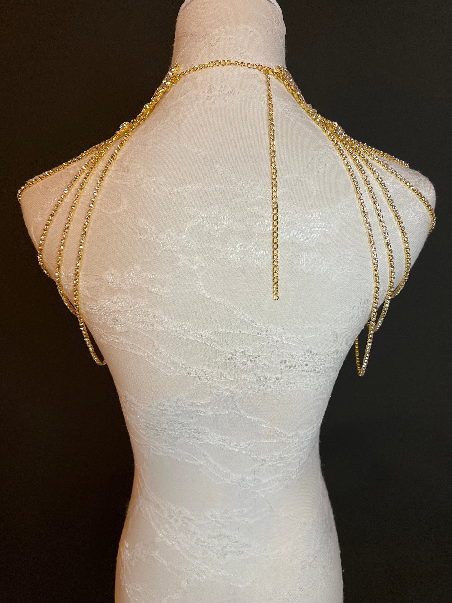 Rhinestone Body Chain, Gold, Silver, Diamanté Costume, Club Wear, Festival, Exclusive Design, Body Jewellery, FAN Design