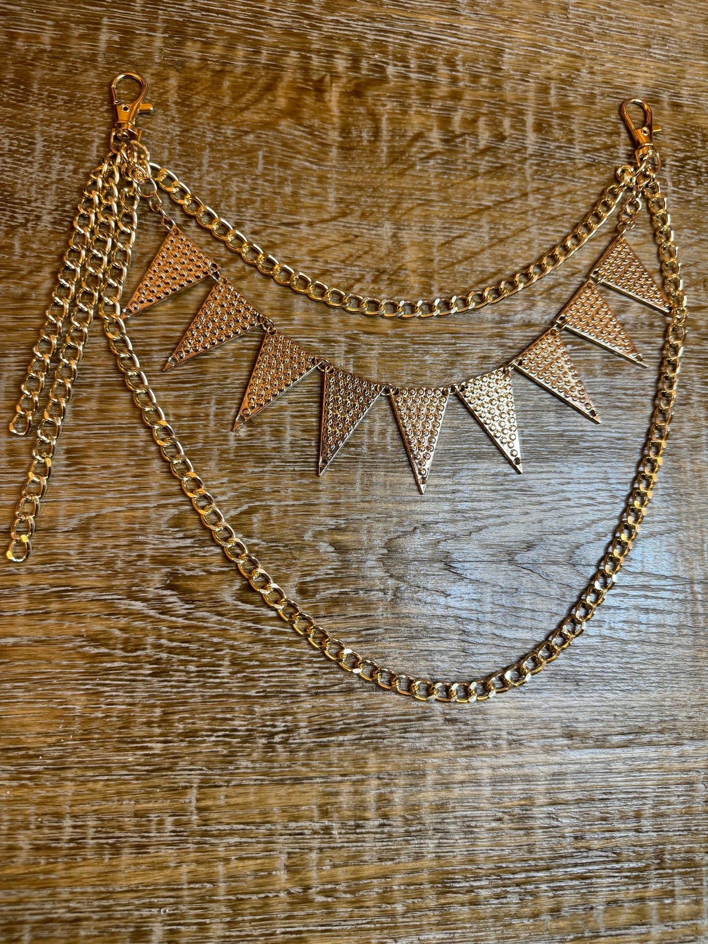 Jeans Chain, Layered Metal Chain, Punk, Rock, Fashion, Festival, Gold, Jean Chain, Bag Chain, Gift, Triangle Jean Chain