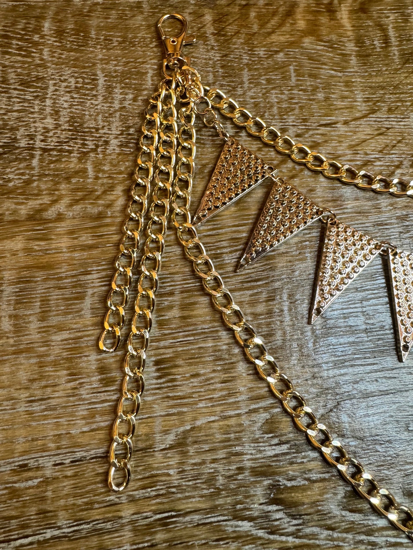 Jeans Chain, Layered Metal Chain, Punk, Rock, Fashion, Festival, Gold, Jean Chain, Bag Chain, Gift, Triangle Jean Chain