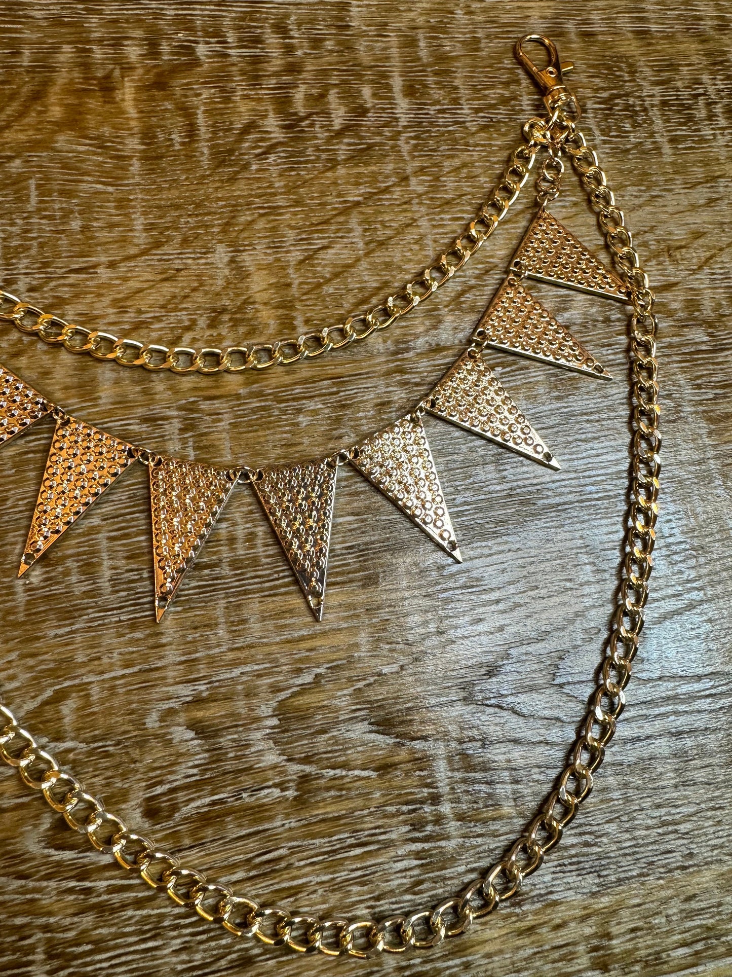 Jeans Chain, Layered Metal Chain, Punk, Rock, Fashion, Festival, Gold, Jean Chain, Bag Chain, Gift, Triangle Jean Chain