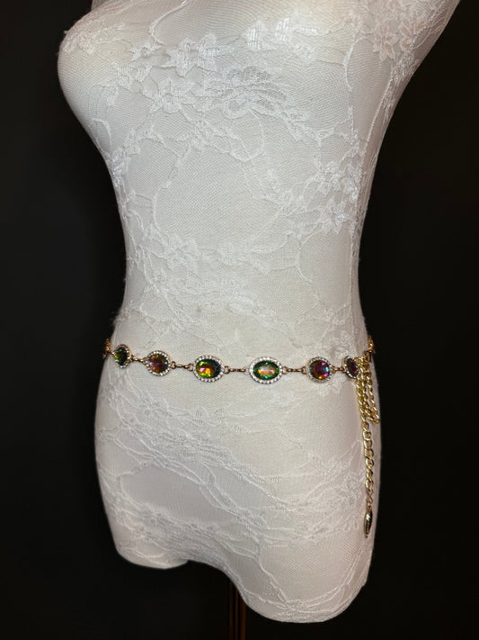 X-Long Belt, Jewel Rhinestone Belt, Chain Belt, Vintage Style Belt, Diamante Belt, Fashion Belt, Gift, Quality Belt, Elegant, Swimwear Belt