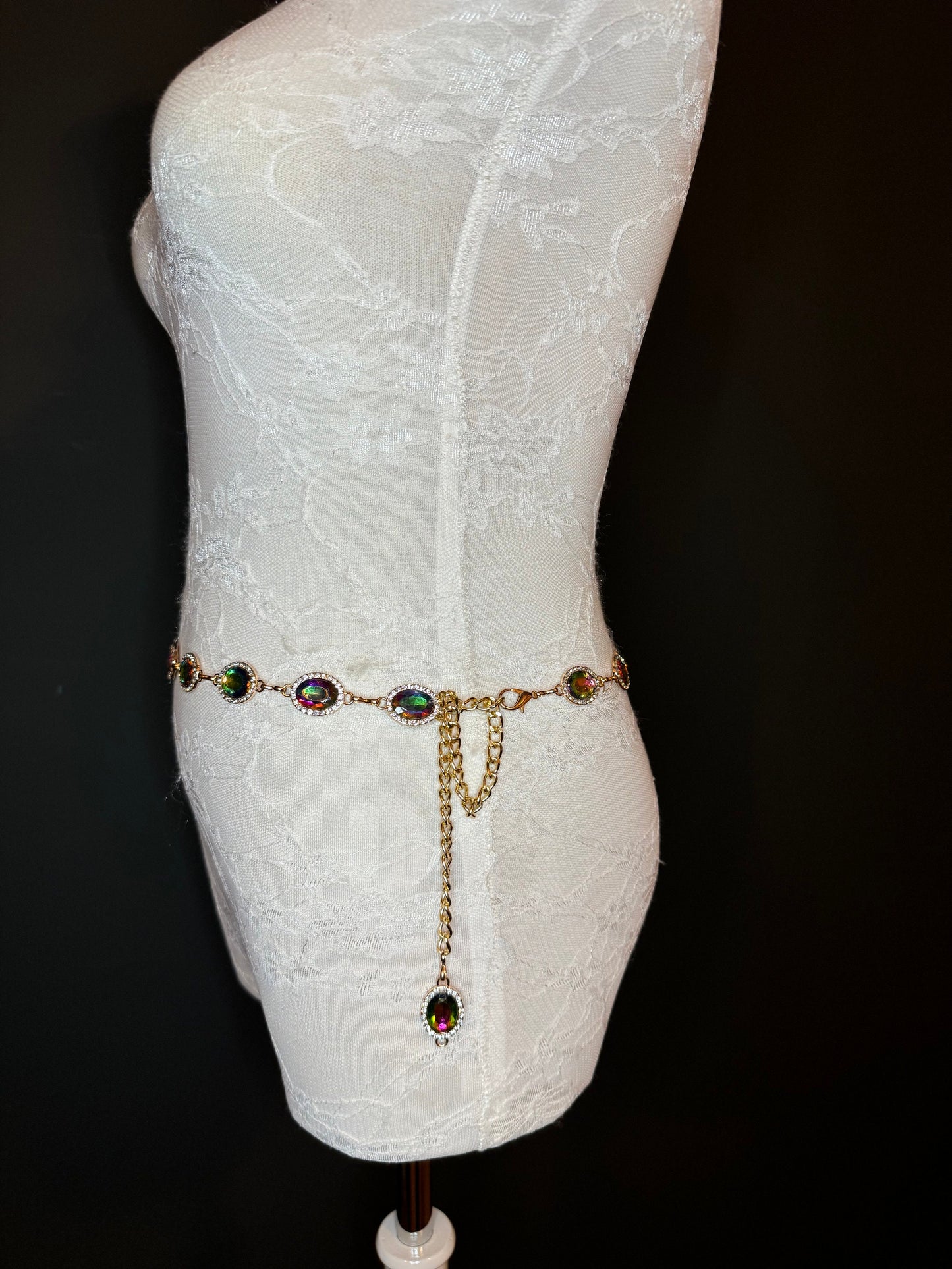 X-Long Belt, Jewel Rhinestone Belt, Chain Belt, Vintage Style Belt, Diamante Belt, Fashion Belt, Gift, Quality Belt, Elegant, Swimwear Belt