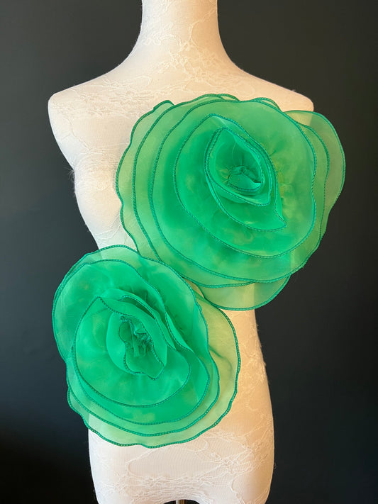 Large 3D Corsage Flower, Green, 10” Wide, Pin on Corsage, Bridal, Clothing, Dress, Hat, Accessory, FAN Design
