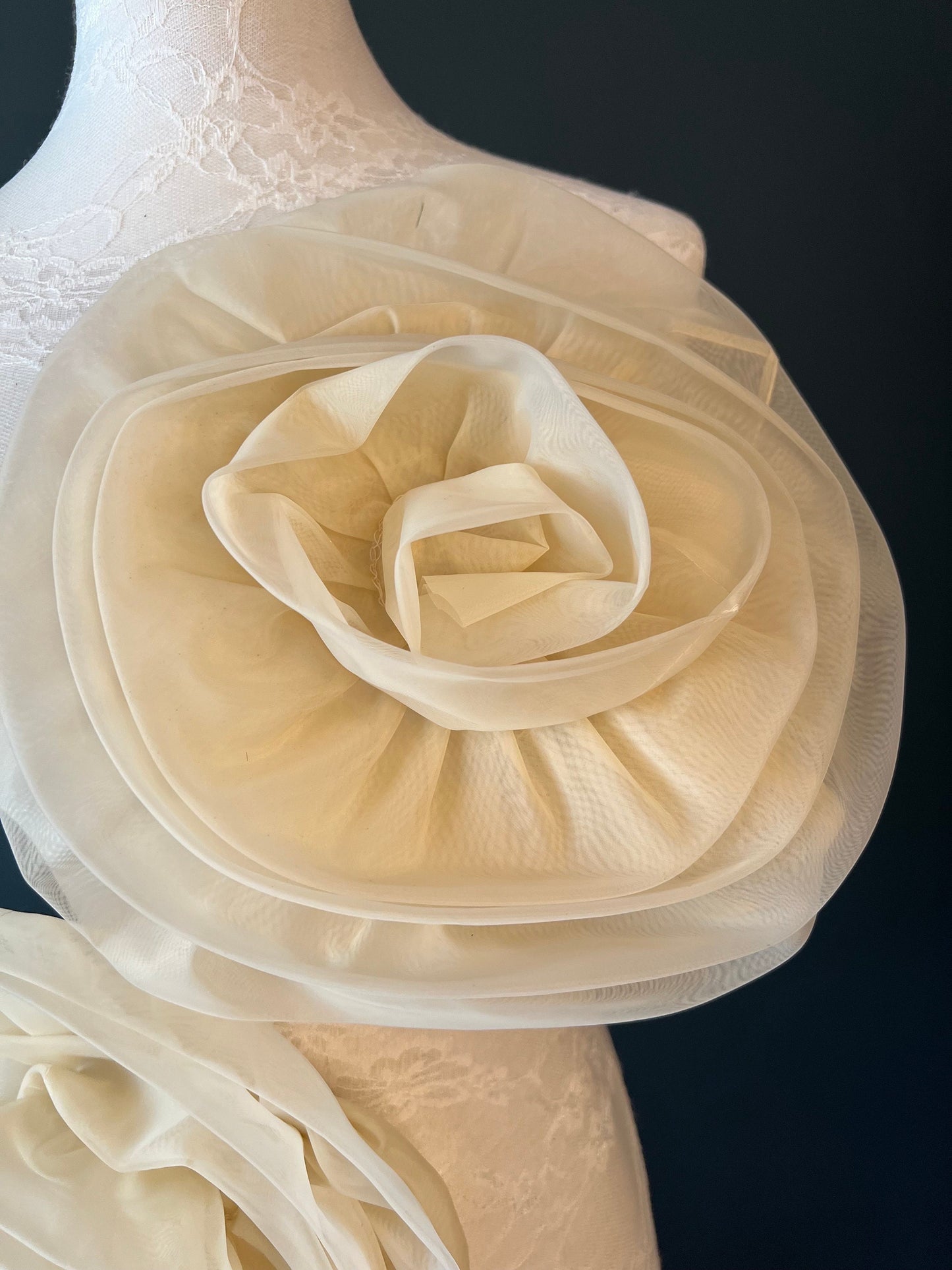 Large 3D Corsage Flower, Beige, 11” Wide, Pin on Corsage, Bridal, Clothing, Dress, Hat, Accessory, FAN Design
