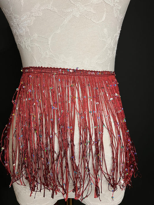 Fringe, Fringe With Sequins, Sequinned, Sequin Fringe, Dance, Costumes, Fashion, Party, Dress Fringe, 20cm, 8 inch, 12 Colours, Rust