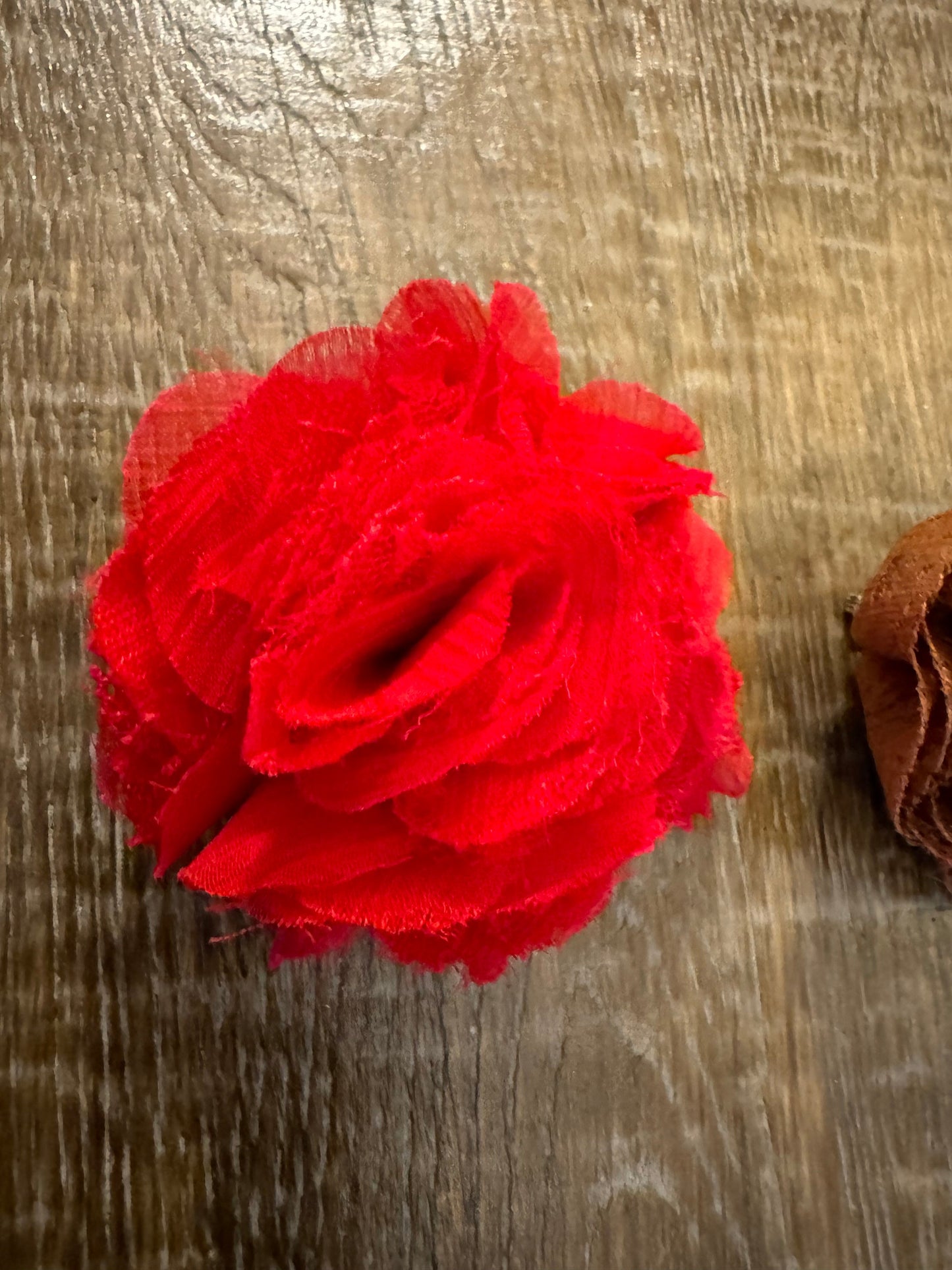 Corsage Flower, Pin on Flower, Corsage Brooch, Lace Corsage, Red, Brown Rust, Fashion, FAN Design, 3.5”, 3”