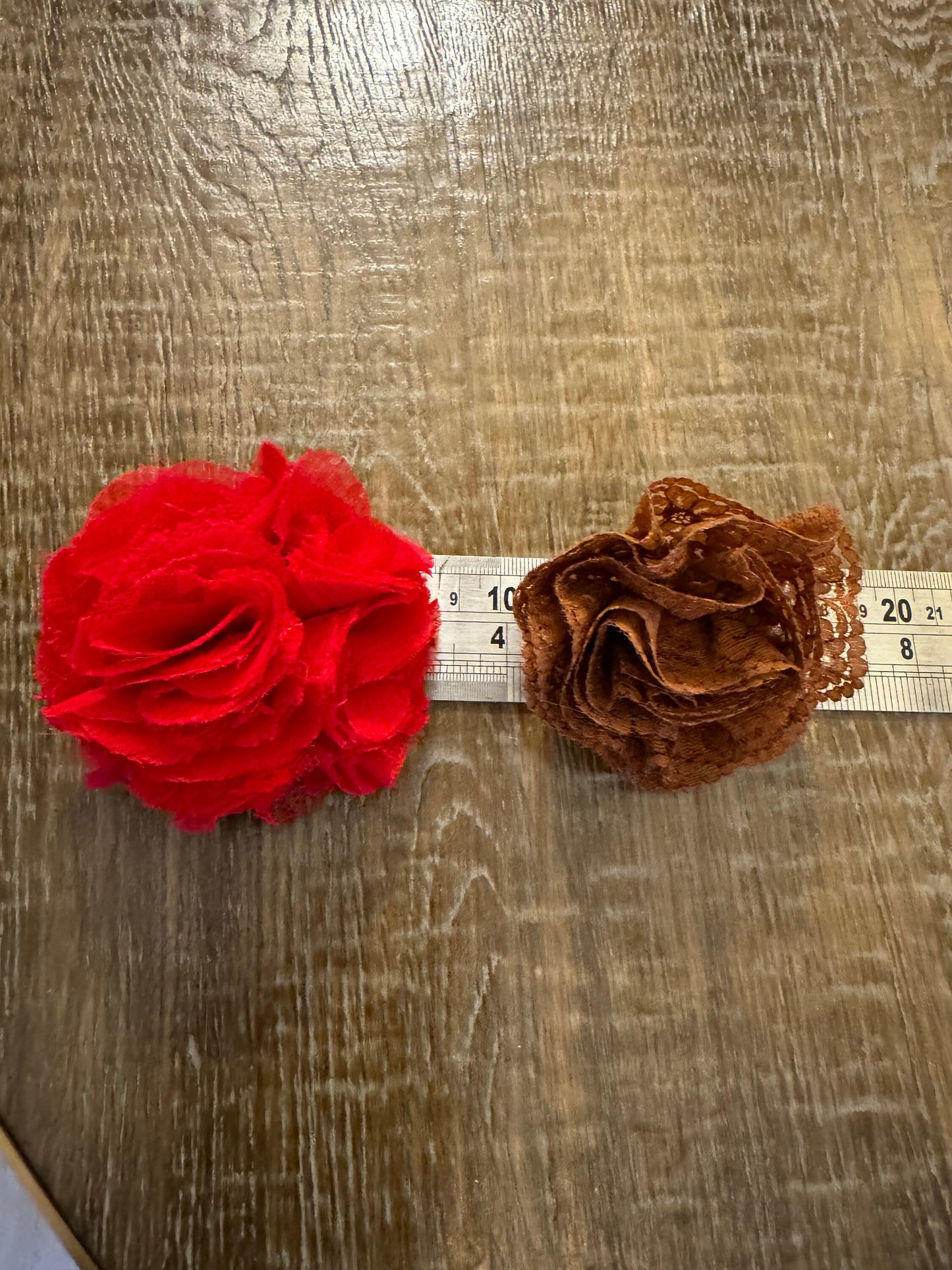 Corsage Flower, Pin on Flower, Corsage Brooch, Lace Corsage, Red, Brown Rust, Fashion, FAN Design, 3.5”, 3”