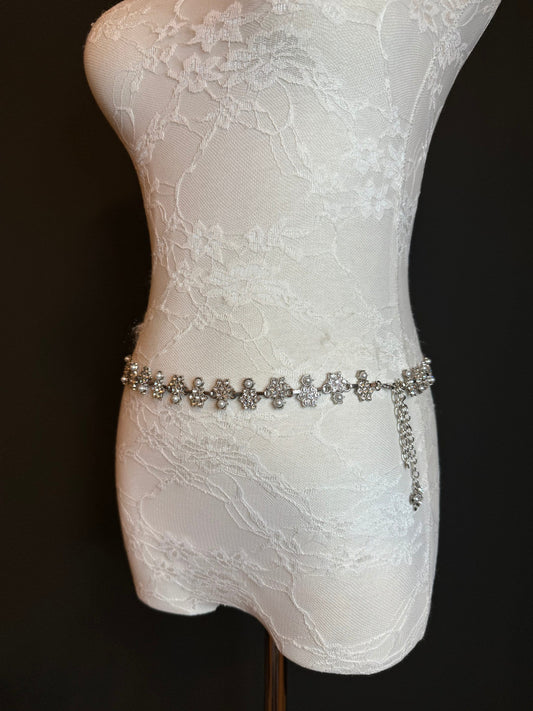 X-Long Belt, Jewel Rhinestone Belt, Chain Belt, Vintage Style Belt, Diamante Pearl Belt, Belt, Gift, Quality Belt, Elegant, Bridal Belt