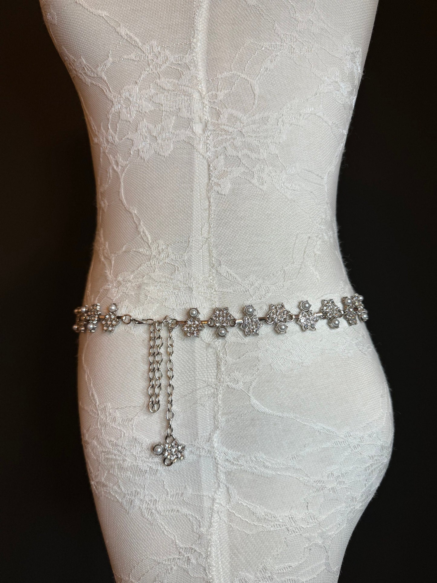 X-Long Belt, Jewel Rhinestone Belt, Chain Belt, Vintage Style Belt, Diamante Pearl Belt, Belt, Gift, Quality Belt, Elegant, Bridal Belt