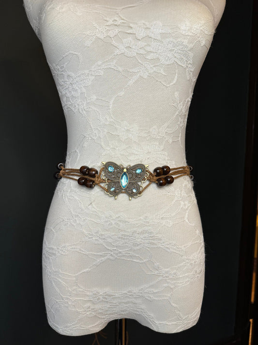 X-Long Belt, Jewel Boho Rhinestone Belt, Cord Belt, Vintage Style Belt, Diamante Belt, Butterfly Belt, Gift, Quality Belt, Swimwear Belt