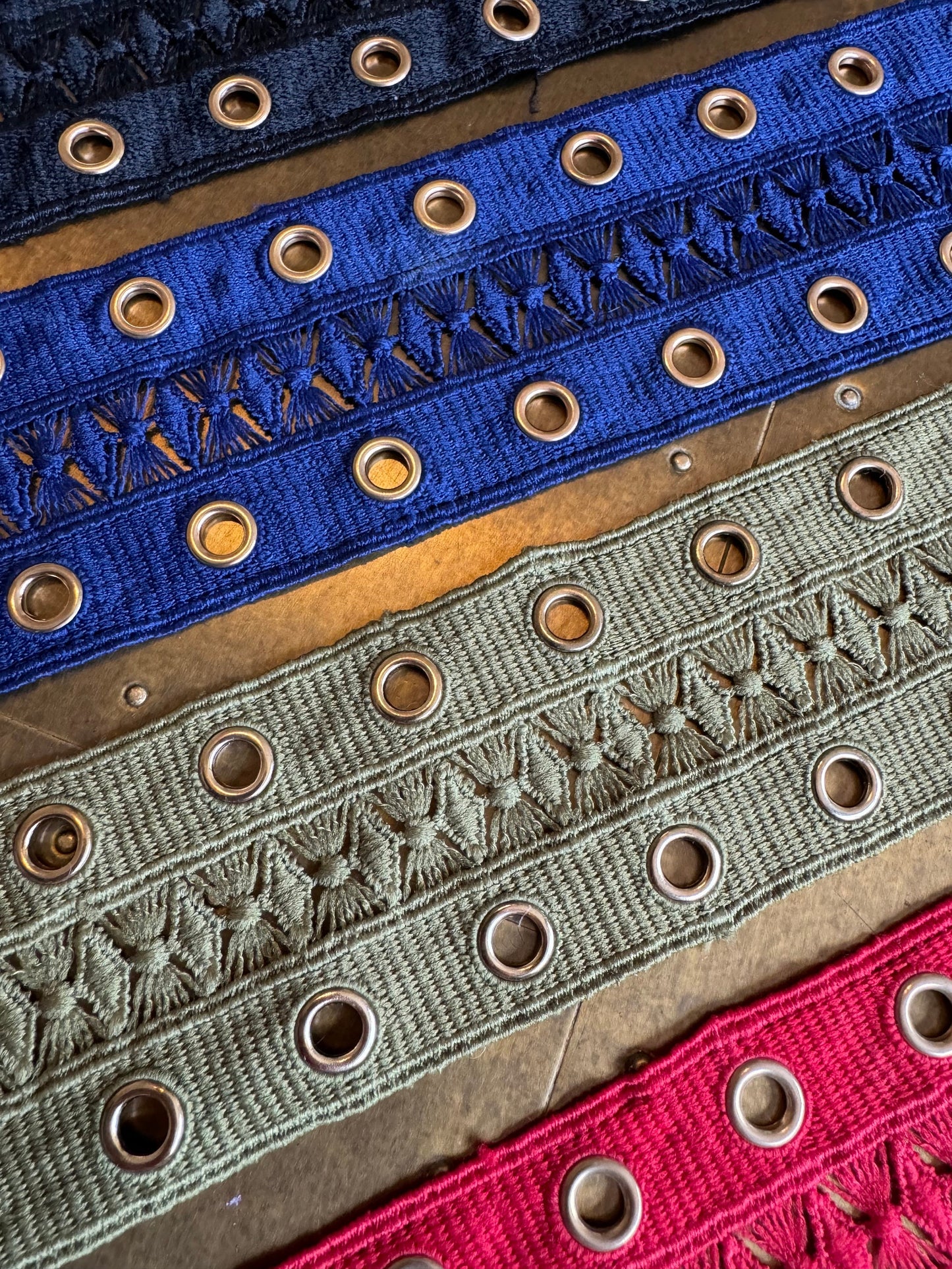 Double Eyelet Tape, Ivory, Black, Navy, Khaki, Red, Gold Eyelets, Tape with Eyelets, Tape, Dresses, Tops, 5.5cm Wide Tape,Sewing Eyelet Tape