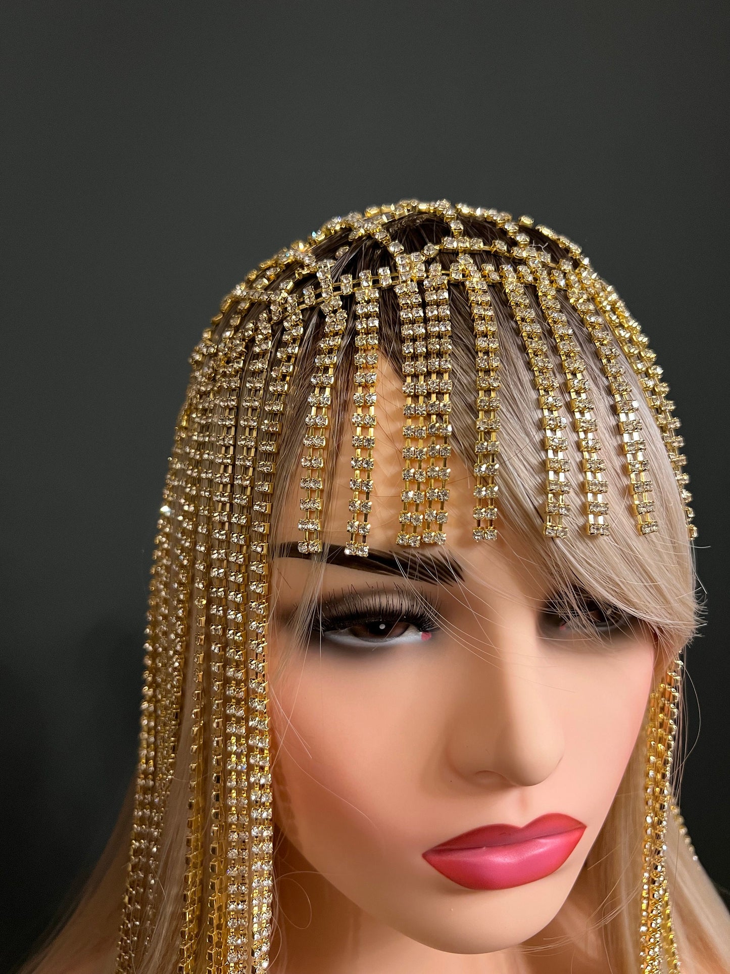 Diamante, Rhinestone, Chain Headpiece Gold Silver