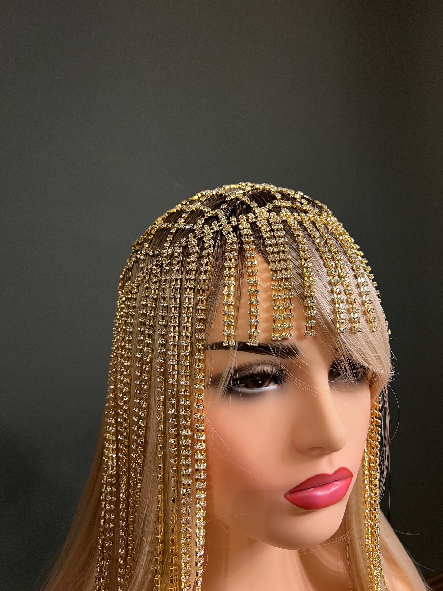 Diamante, Rhinestone, Chain Headpiece Gold Silver