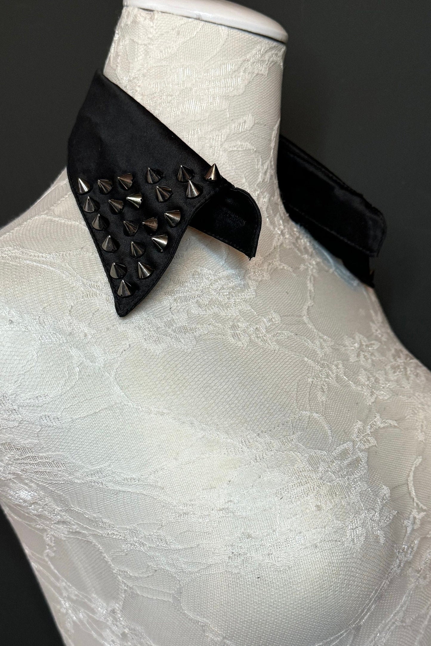 Stud Collar, Shirt Collar, Studded Shirt Collar, Handmade, Black, Ivory, High Quality, Couture, Clothing
