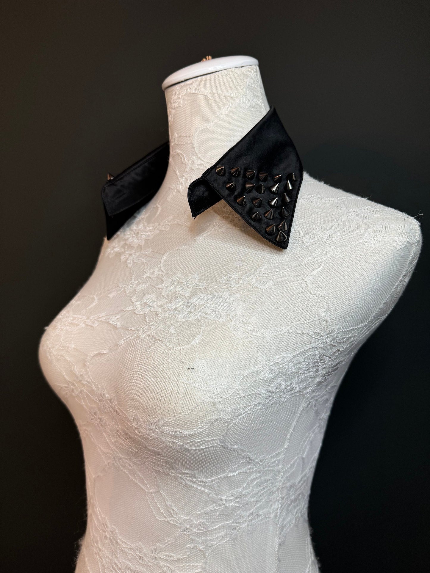 Stud Collar, Shirt Collar, Studded Shirt Collar, Handmade, Black, Ivory, High Quality, Couture, Clothing