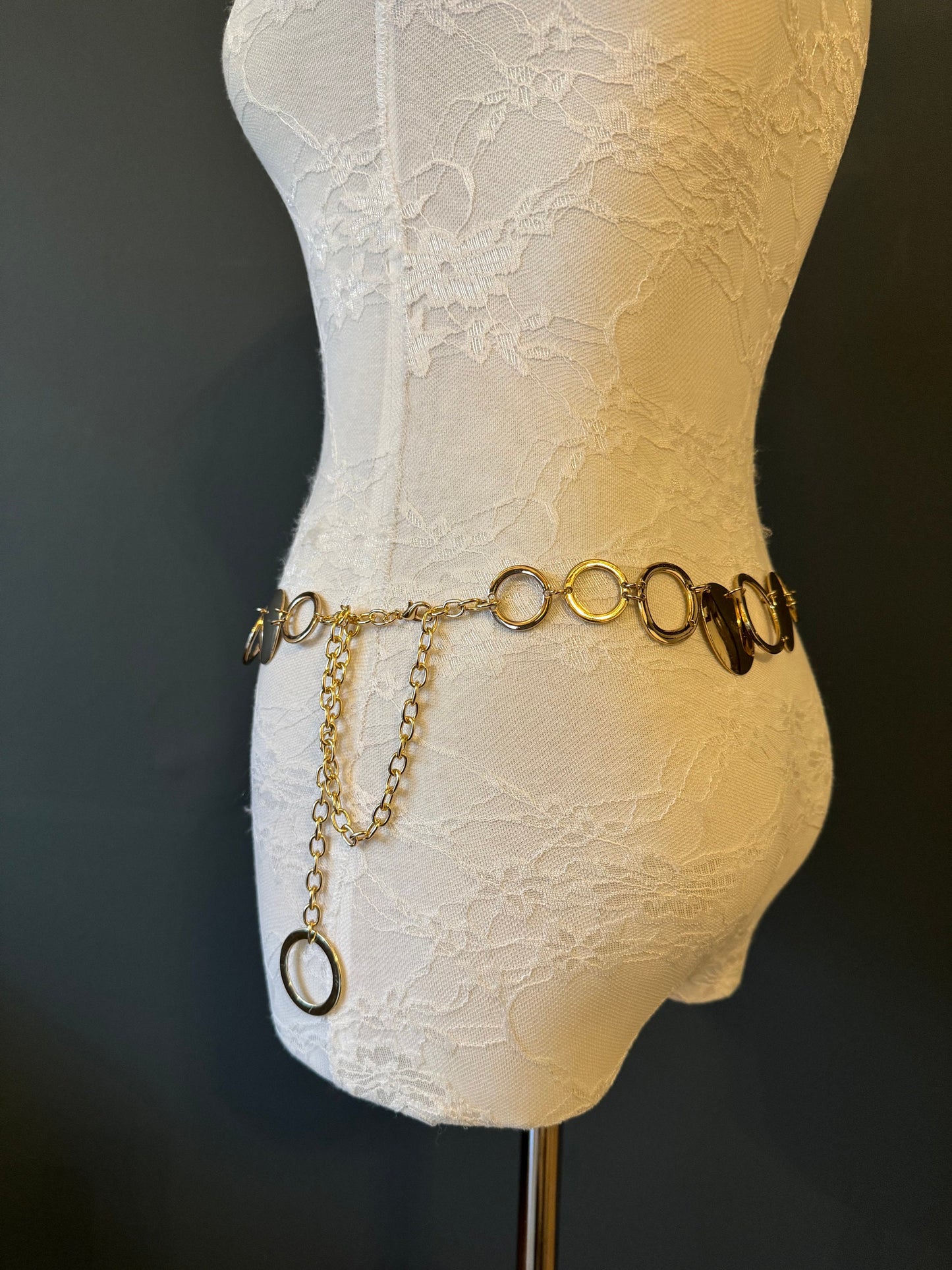 X-long Ring Belt, Metal Ring Belt, Teen Sizes, Size 18”-60”, Fan Design, Fan Collection, Gold, Metal belt, Fashion Accessory