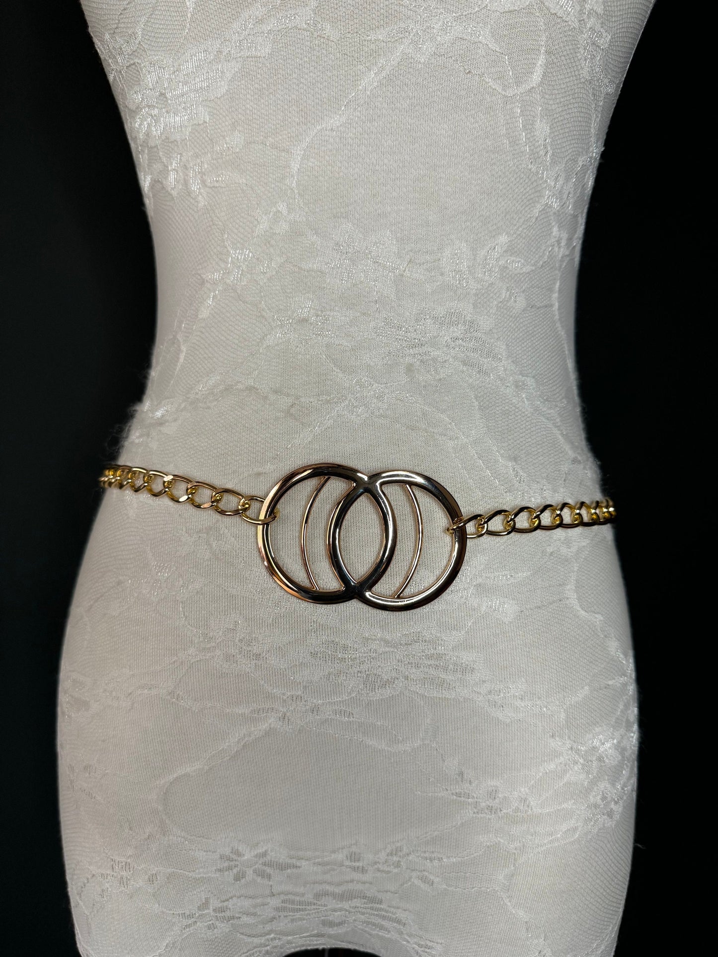 X-long Belt, High Quality Ring Belt, Gold Metal Ring & Chain Belt, Chain Belt, Fashion Belt, Plus Sizes 18”-60”, FAN Design Exclusive