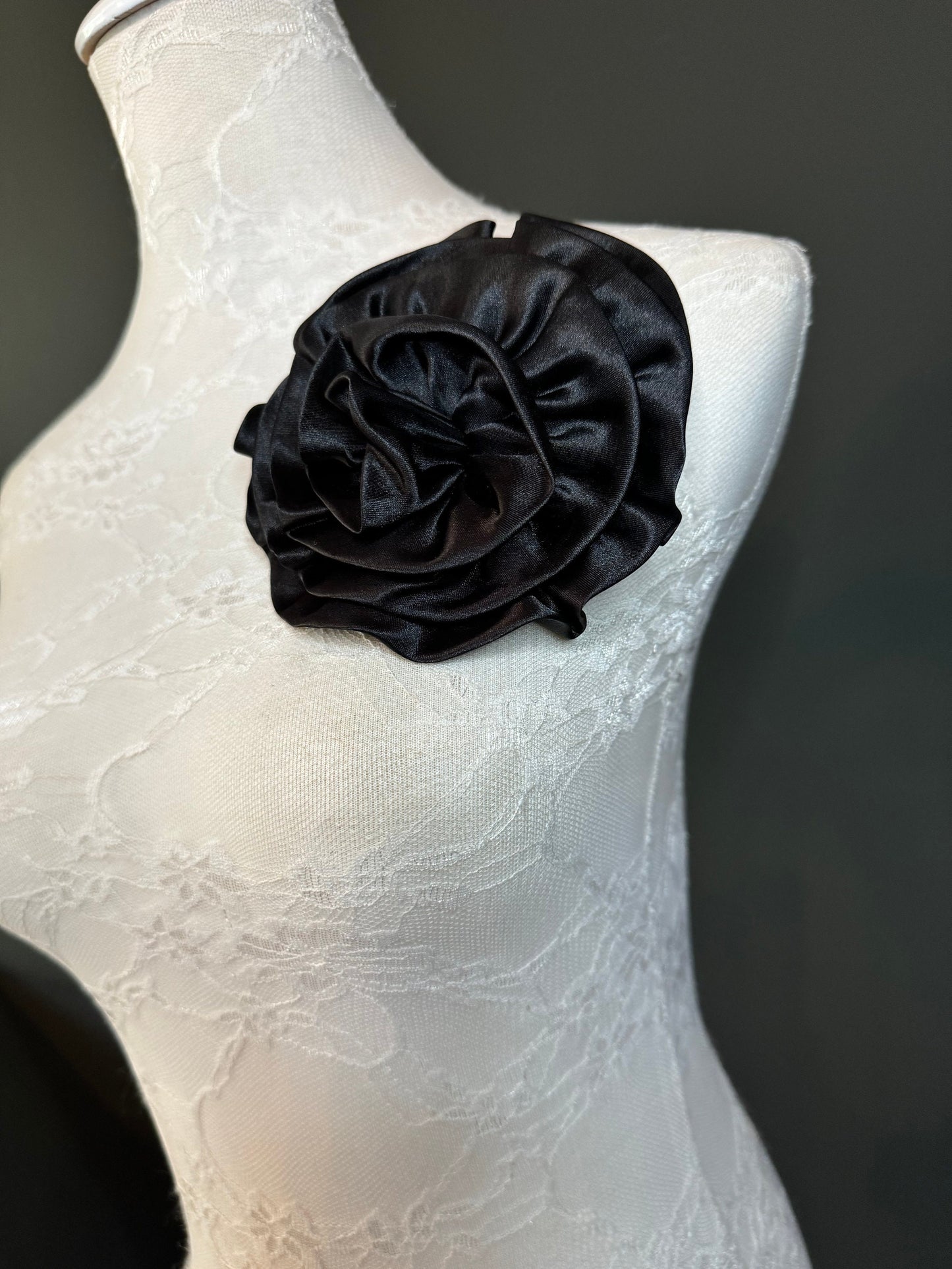 Large Corsage Flower, Black, Navy, Wine, Red, Orange, 5.5” 13cm Wide, Large Pin on Corsage, Bridal, Clothing, Accessory, Fashion, FAN Design