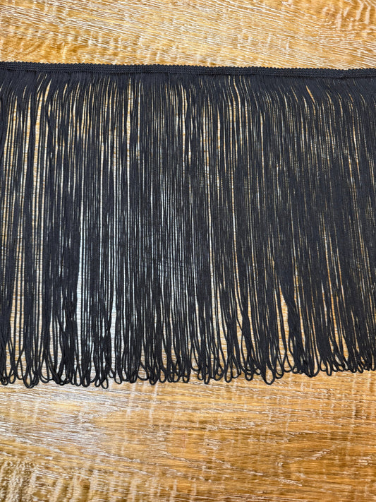 12” wide STRETCH fringe, elegant fringe, black, quality fringe trimming, Rayon Quality fringe, UK made Very High Quality, Furnishing, Dance