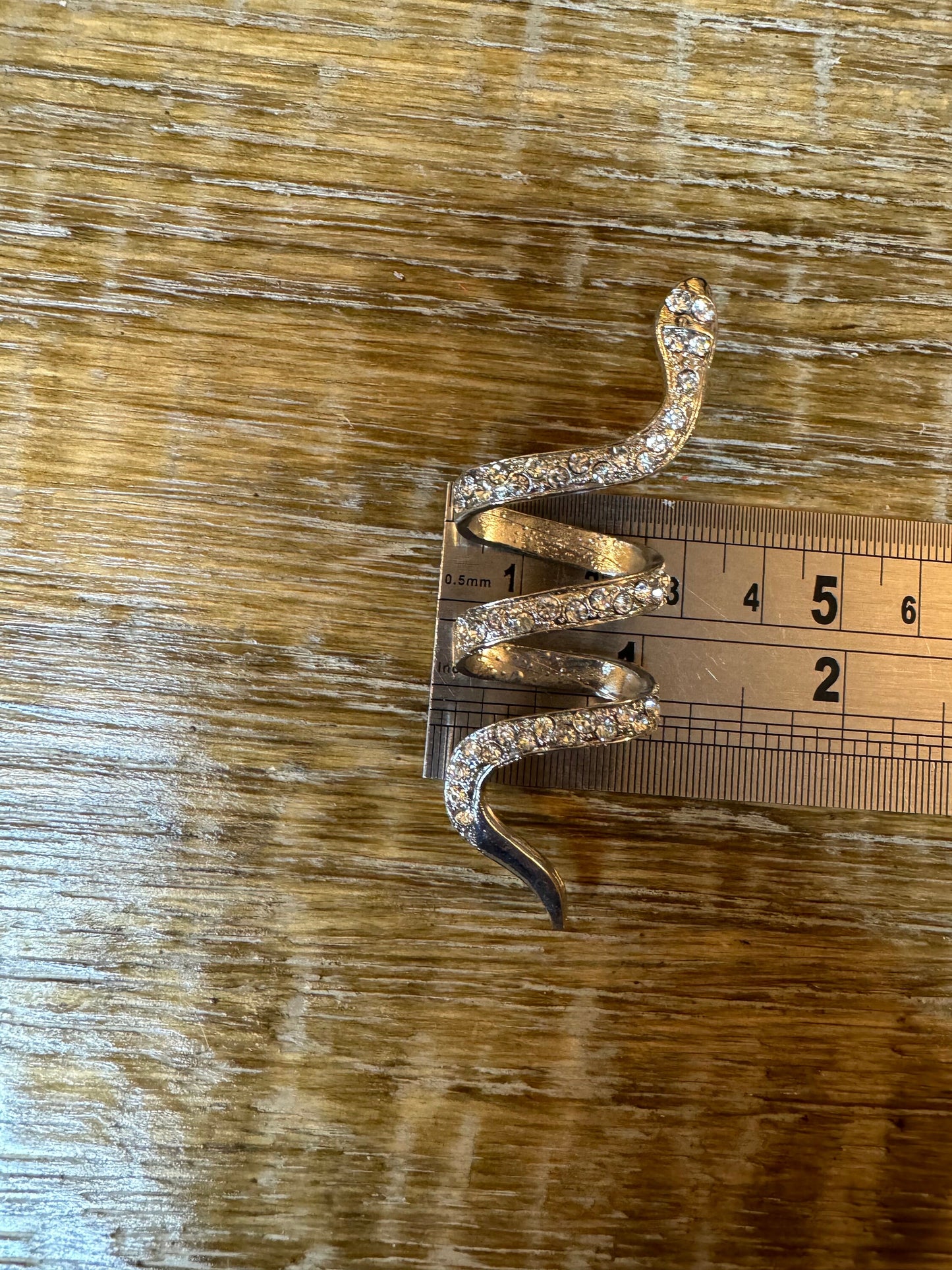 Metal Snake Buckle, Rhinestone Snake Tube, Tube Buckle, 8cm x 3cm, Buckle, Silver Colour, Swimwear, Clothing, Silver, FAN Design