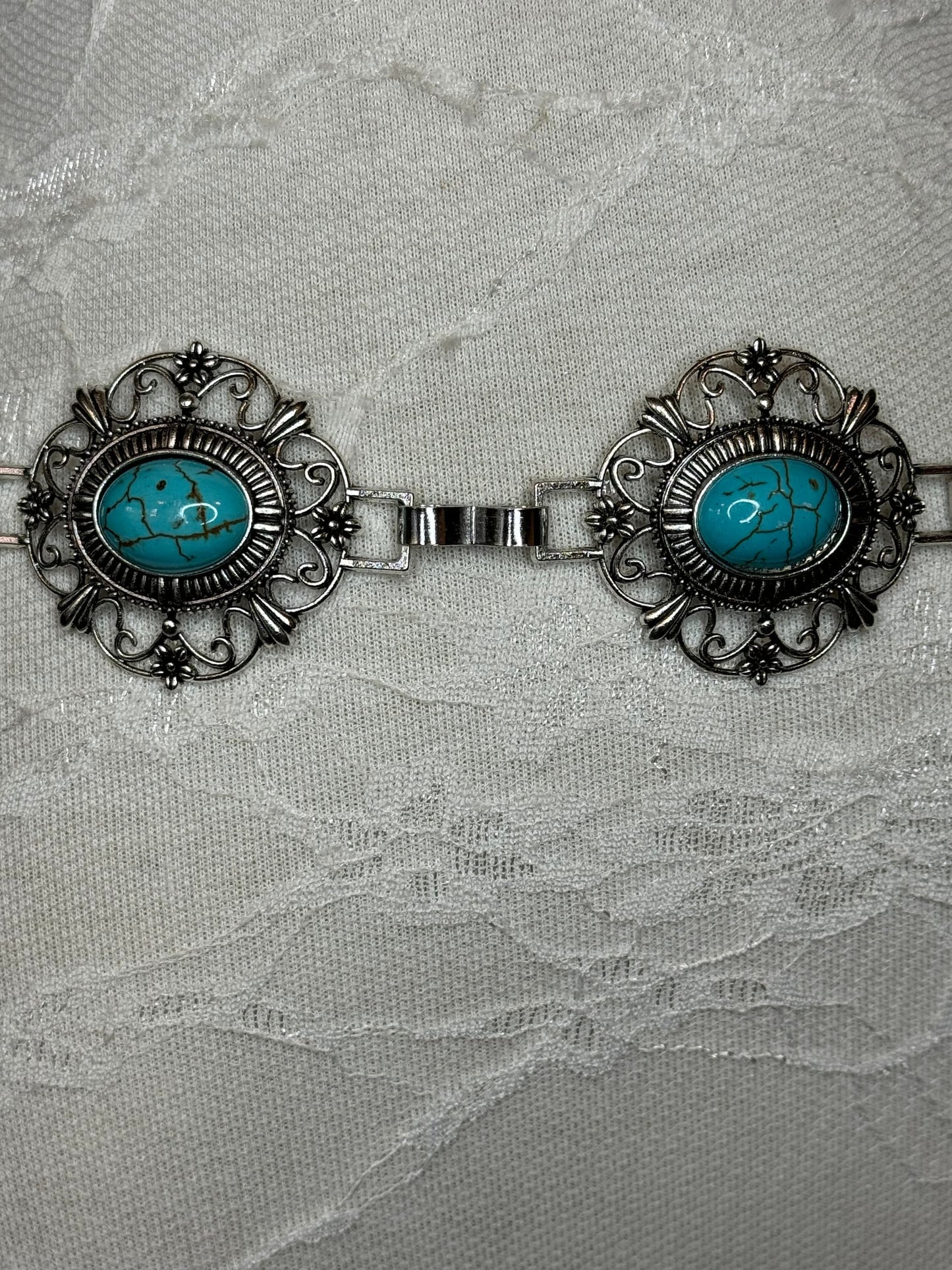 X-long Turquoise Bead Belt, Silver, Metal Disc Belt, Teen Sizes, Size 18”-60”, FAN Design, FAN Collection, Fashion Accessory, Gift