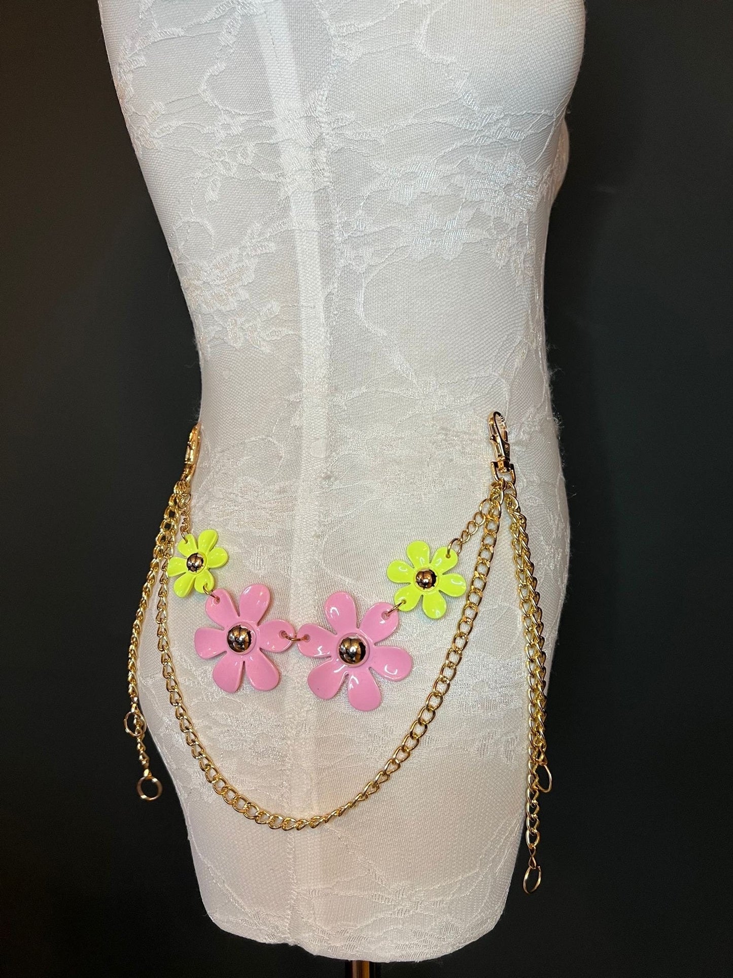 Jeans Chain, Daisy Chain, Fashion Jeans Chain, Gold, Silver Jeans Chain, Daisy Design Jeans Chain, Two row chains, Gift, Festival, Bags