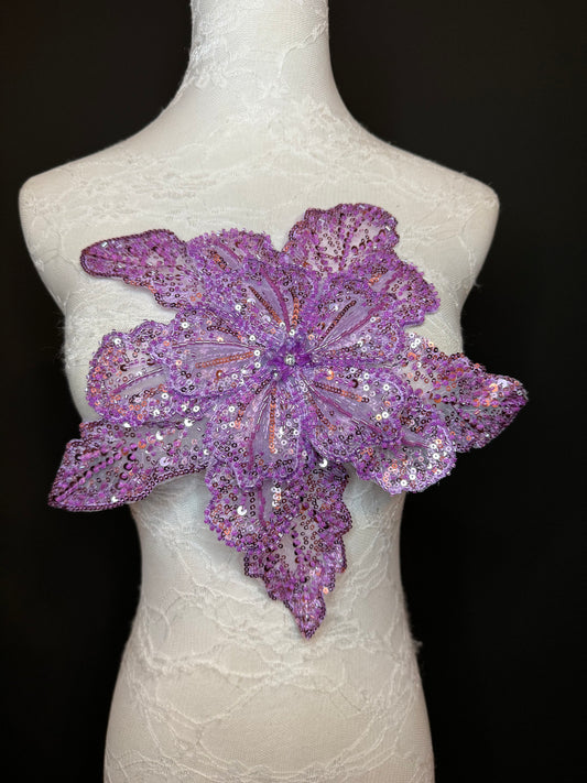 Oversized Corsage Flower, Beaded, Sequined, 19 Colours, 12” Wide, Beaded Pin on Corsage, Bridal, Clothing, Dress, FAN Design, FAN Design