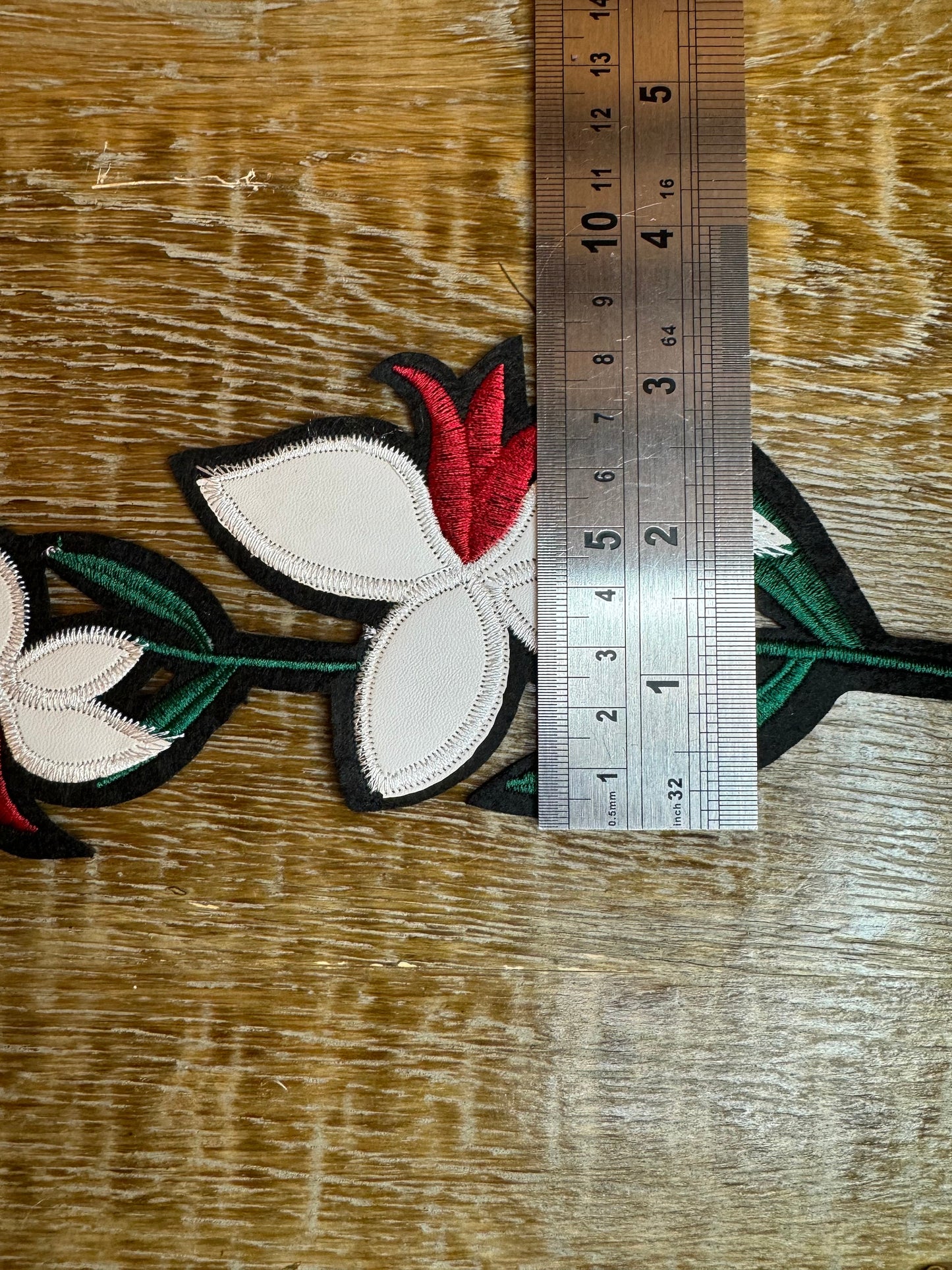 Flower Motif, Floral Motif Sew on, 9.5” x 3.5”, Sew on Flower, Bags, Clothing, Fashion, Hat, Accessory, Fashion, Tops, Crafts