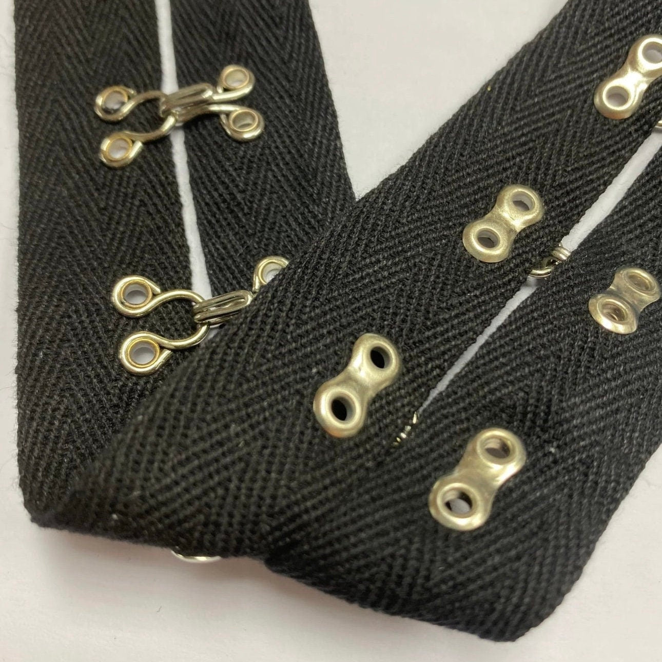 1” Chunky hook and eye, Chunky Hook & Eye Tape, Navy, Black, Corset, Fastner, Bags, Clothing, Dresses, Lingerie, 1” Wide Tape, 1” Spaced