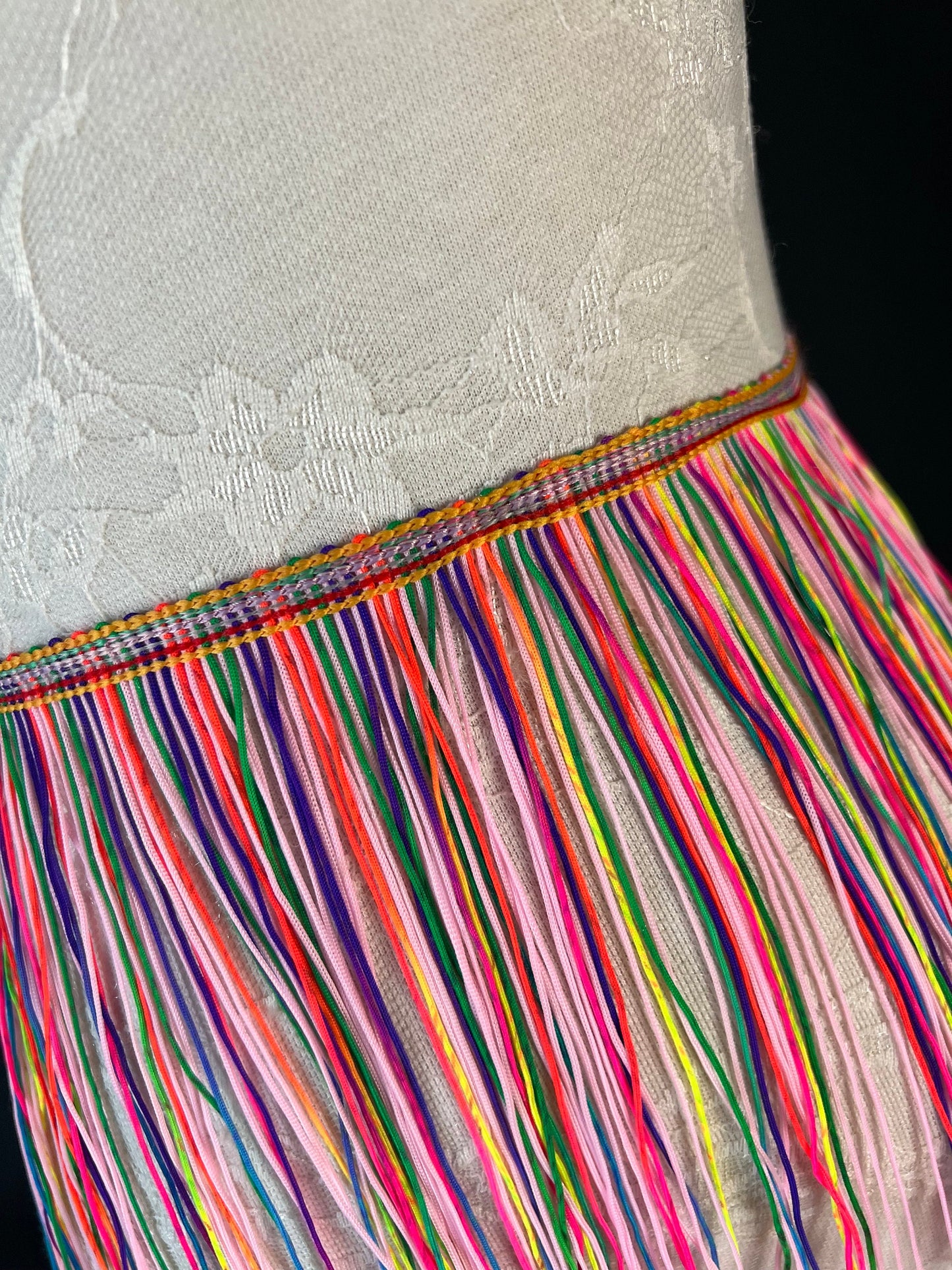 8" Fringe Multicolour, Rainbow Fringe, Dance, Costumes, Fashion, Party, Dress Fringe, 20cm, 8 inch