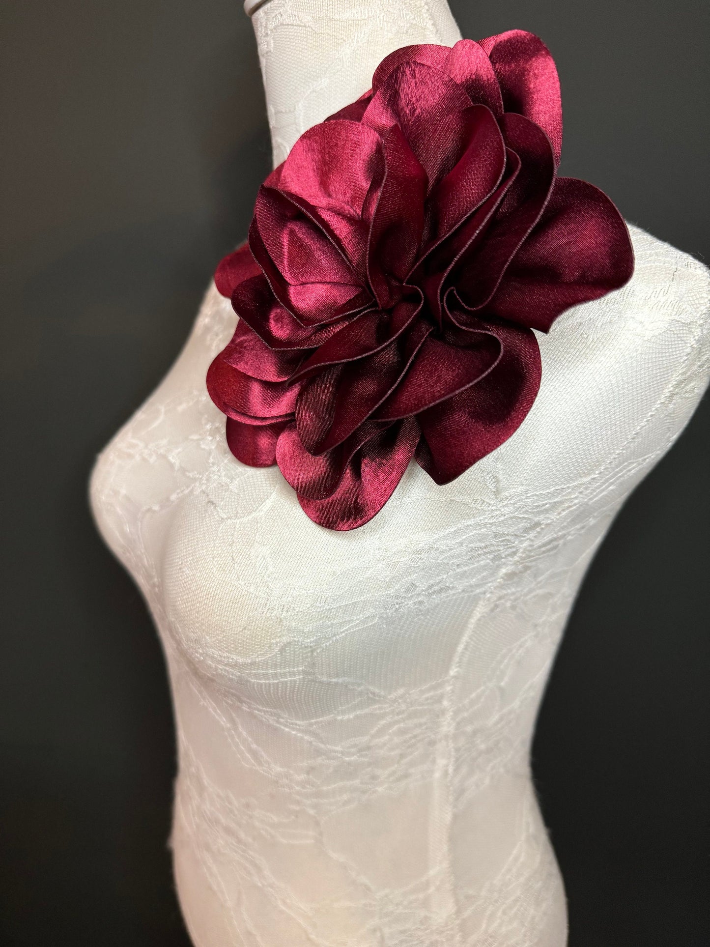 Large 3D Corsage Flower, Satin Fabric, 6 Colours, 11” Wide, Pin on Corsage, Bridal, Clothing, Dress, Hat, Wedding, FAN Design, Race Day,Gift