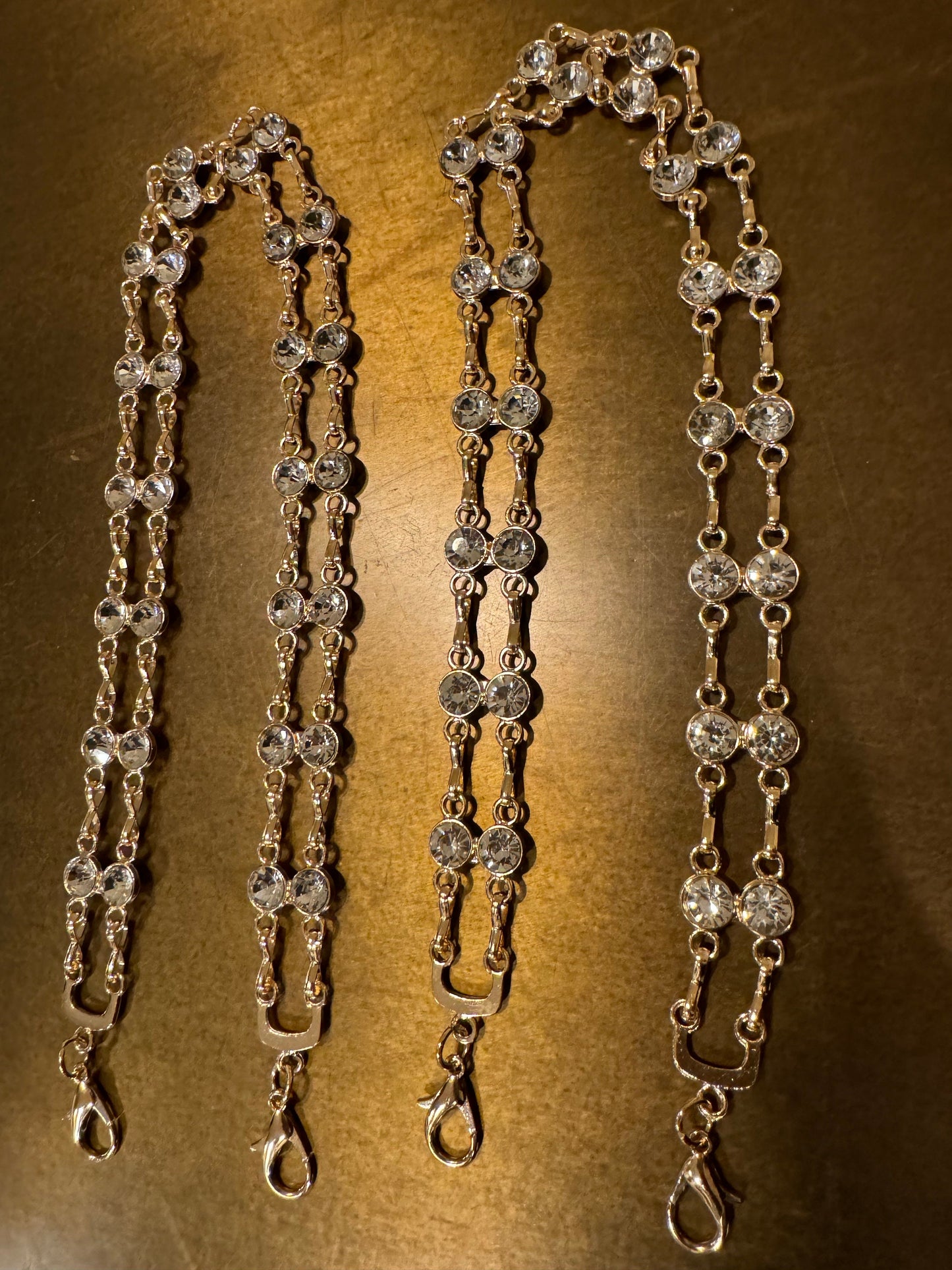 Jewel Diamanté Metal Chain Straps, Quality Chain Straps, Shoulder Straps, 100+ sizes, Bra Straps, Chain, Gold, Swimwear, Elegant Bra Straps
