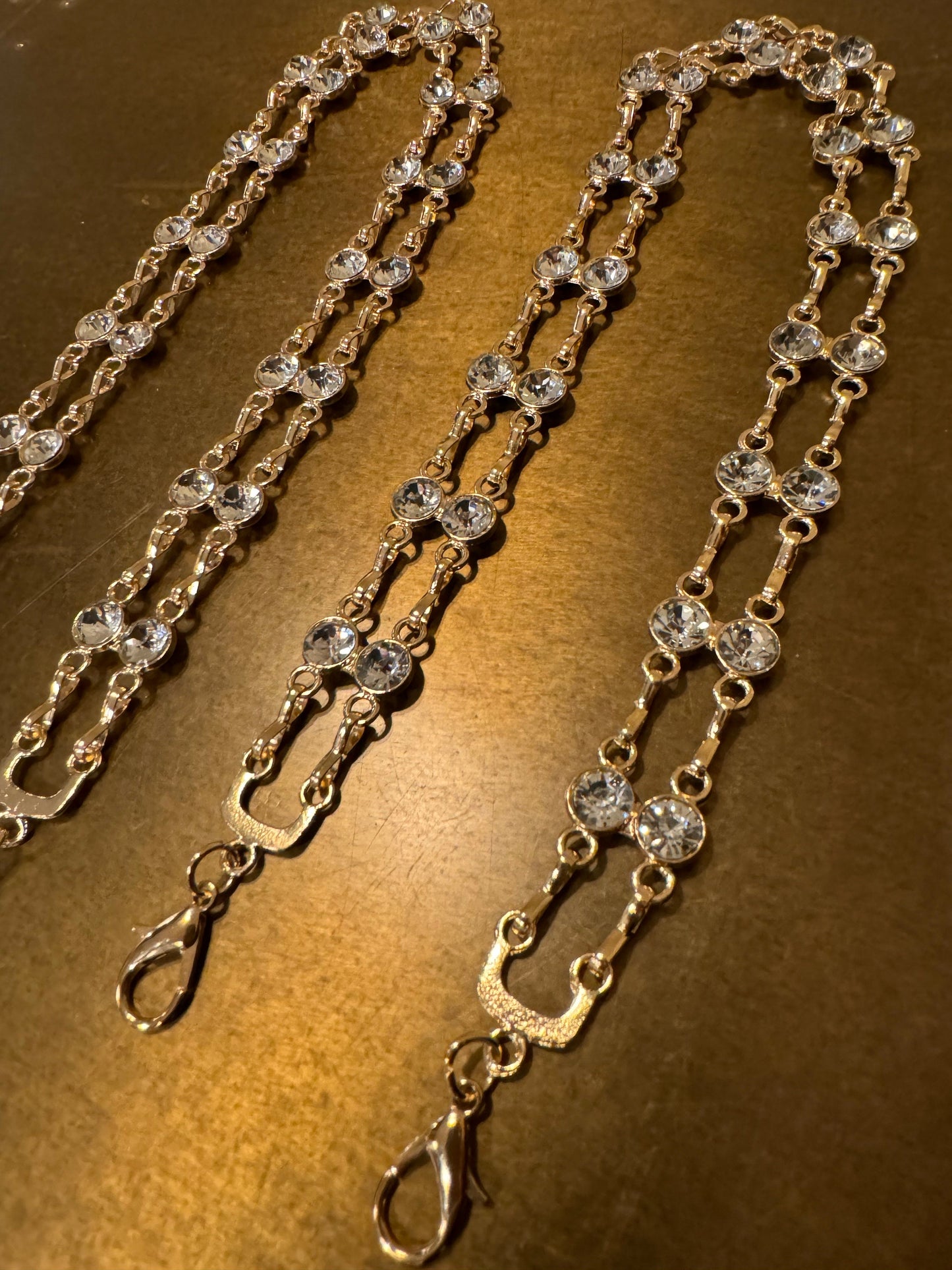 Jewel Diamanté Metal Chain Straps, Quality Chain Straps, Shoulder Straps, 100+ sizes, Bra Straps, Chain, Gold, Swimwear, Elegant Bra Straps