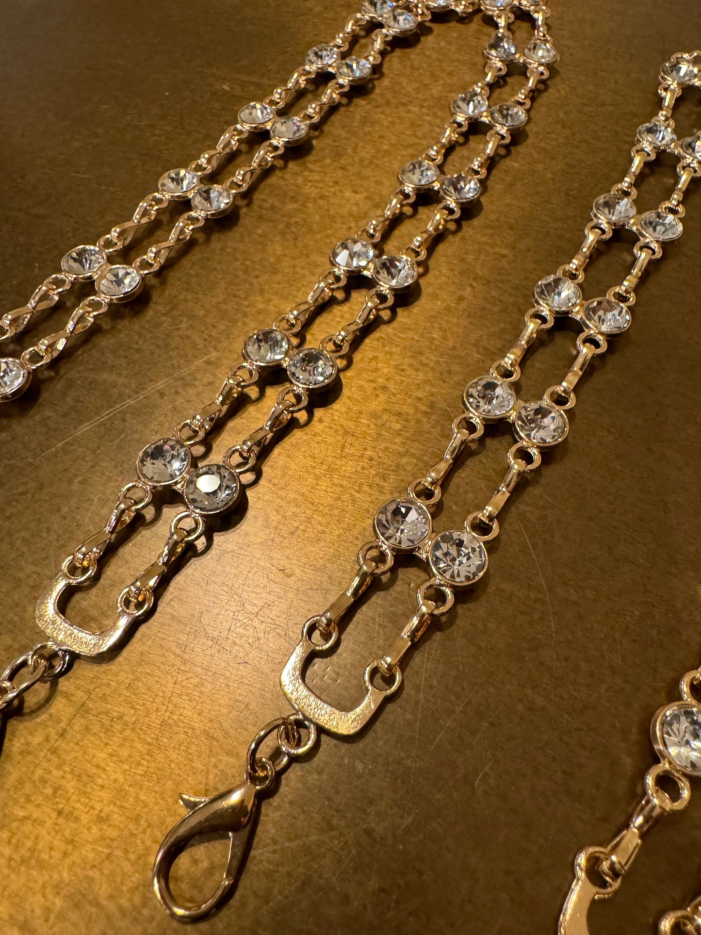 Jewel Diamanté Metal Chain Straps, Quality Chain Straps, Shoulder Straps, 100+ sizes, Bra Straps, Chain, Gold, Swimwear, Elegant Bra Straps