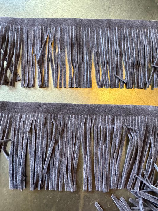 Faux Suede Fringe trim 3” Wide, Brown colour, Soft fringe trimming, Suede Tassel Trim, Bags, Poncho, Furnishings