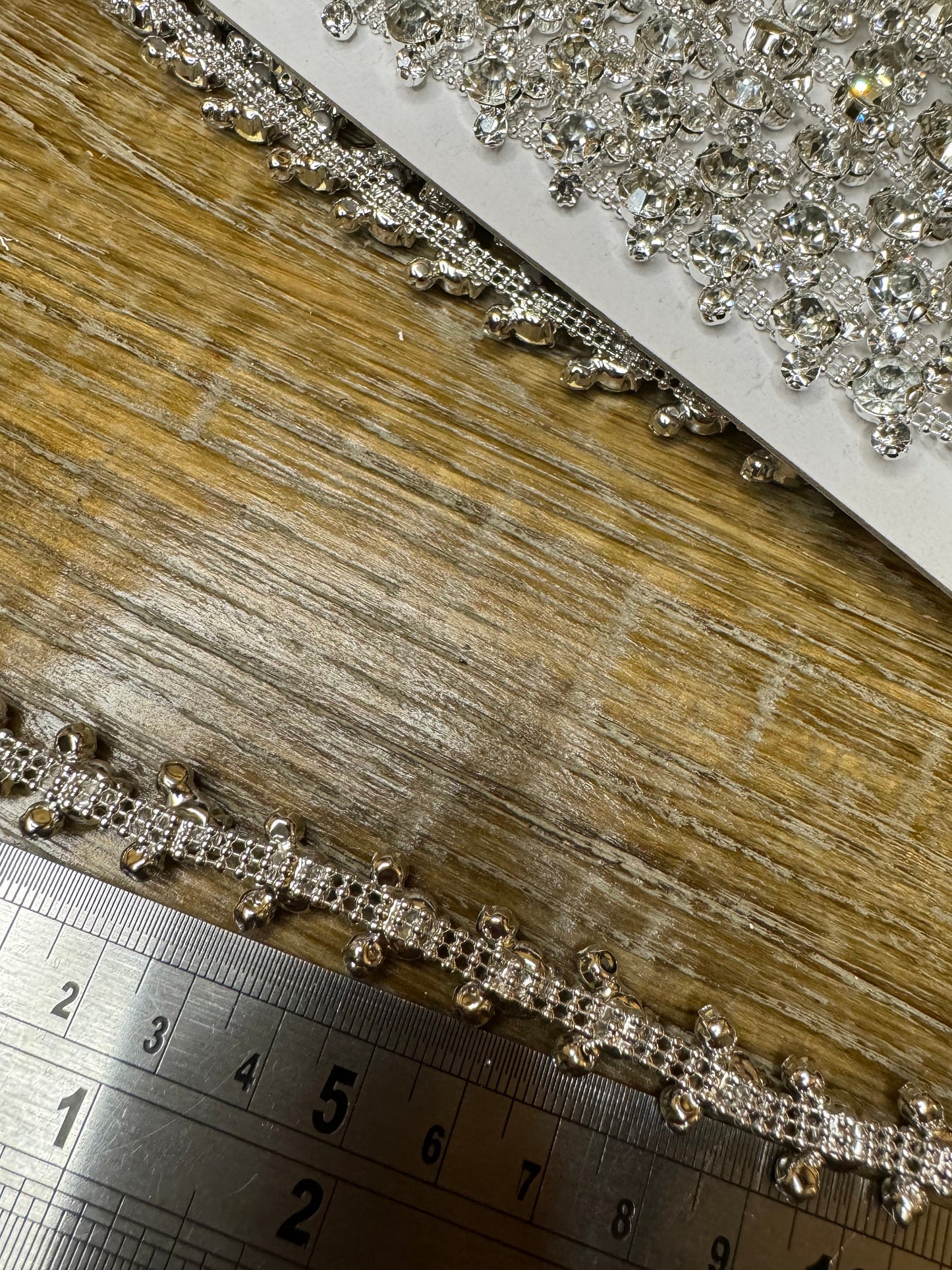 Rhinestone Diamanté, Stunning Chain Trim, Beaded Applique For Wedding Dress, Dancer, Prom, Dresses, Bridal Belt, Bridal Garter, Silver