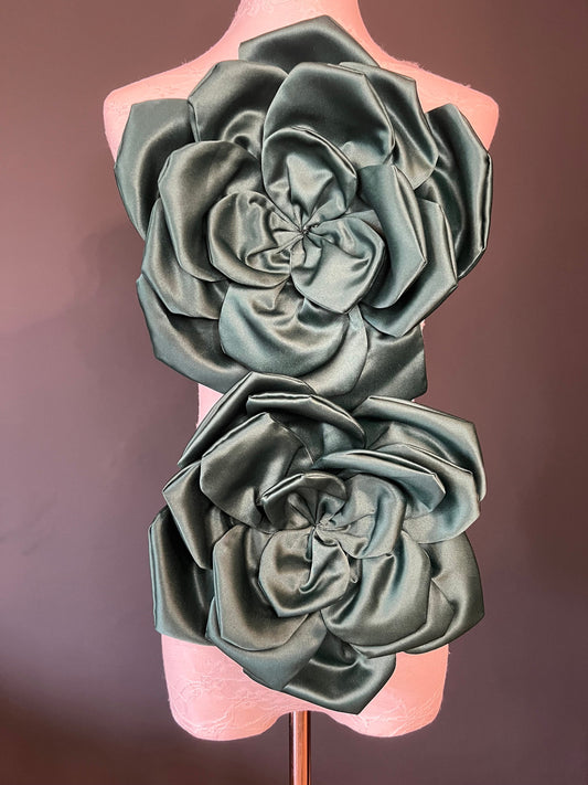 Oversized Large Corsage Flower, Forest Green, 9 colours, 11” Wide, 27cm, Pin on Corsage, Bridal, Clothing, Dress, Hat, Accessory, FAN Design