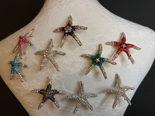 6cm Starfish Rhinestone Brooch Pin, 9 colours, Gold, Silver, Multicolour, FAN Design, Gift, Accessory, FAN Design, 2.5” Size Brooch,Swimwear