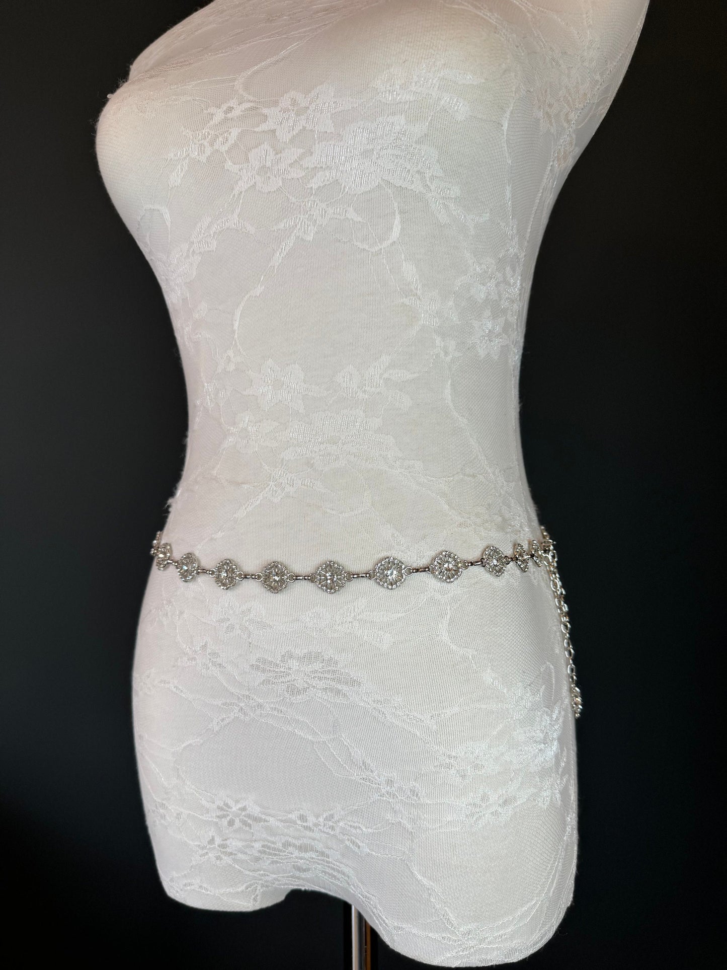 X-long Belt, Silver Rhinestone Ring Belt, Teen Sizes, Size 18”-60”, Fan Design, Fan Collection, Gift, Fashion Accessory, Bridal, Swimwear